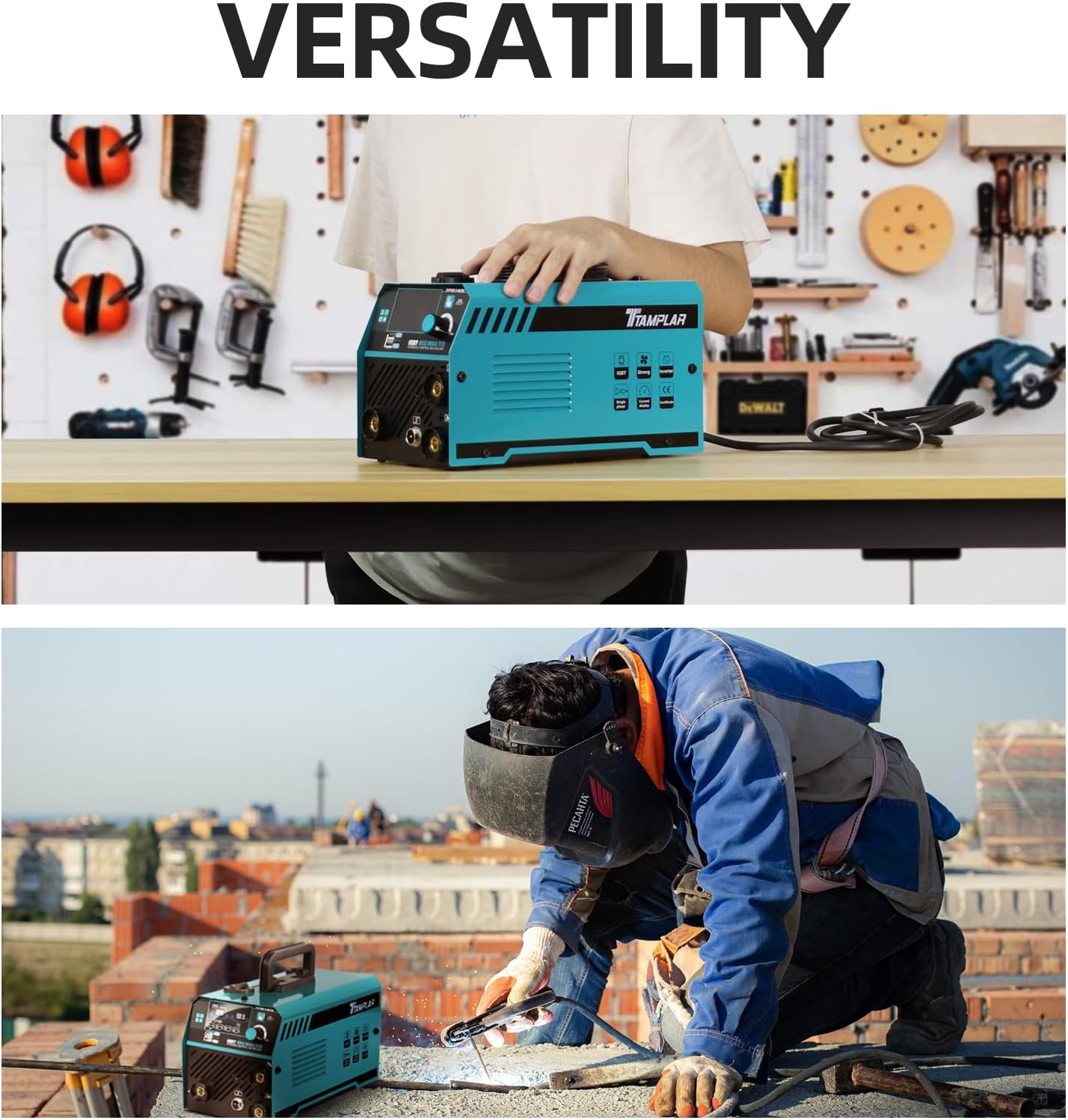 MIG Welder 110V 140AMP Flux Core Welder MMA/FLUX MIG/LIFT TIG - 3 IN 1 Gasless Welding Machine with LCD Display IGBT Inverter Welder TPM-140L