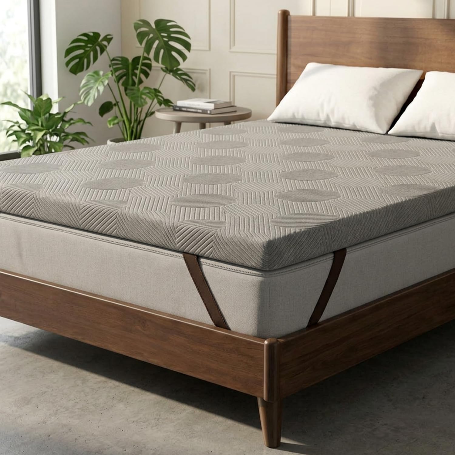 Amazon Basics Quick Response Foam Mattress Topper for King Size Bed, 183Lx183B cm | Bed Topper with Removable, Washable and Breathable Premium Cover | Mattress Comfort Layer, Mattress Pad, Grey