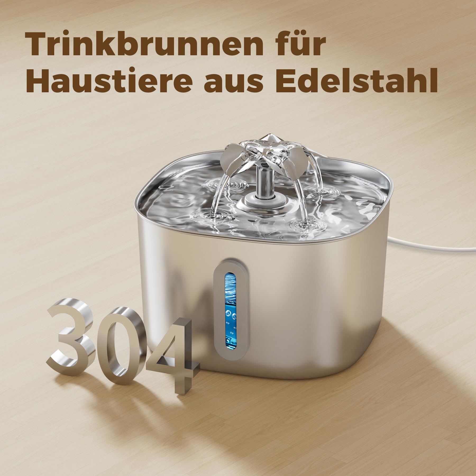 APAUK 3.2L Katzenbrunnen Edelstahl,Trinkbrunnen für Katze-Glücksklee Design
