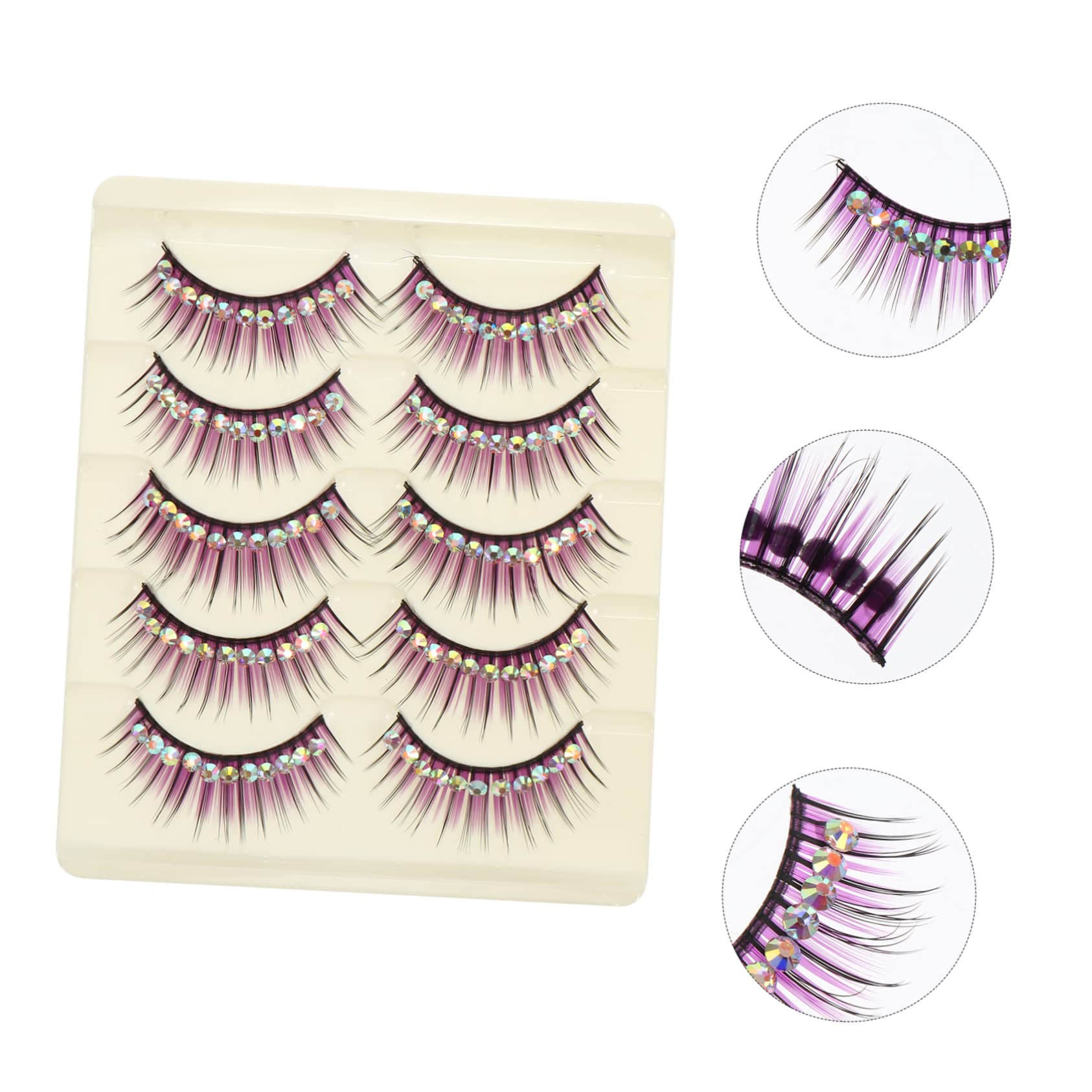 Healeved 25paia Ciglia Falsi Con Diamanti Per Danza Latina Ciglia Esagerate e Colorate Per Spettacoli e Cosplay Leggere e Confortevoli Design Curvo e Facile Da Rimuovere