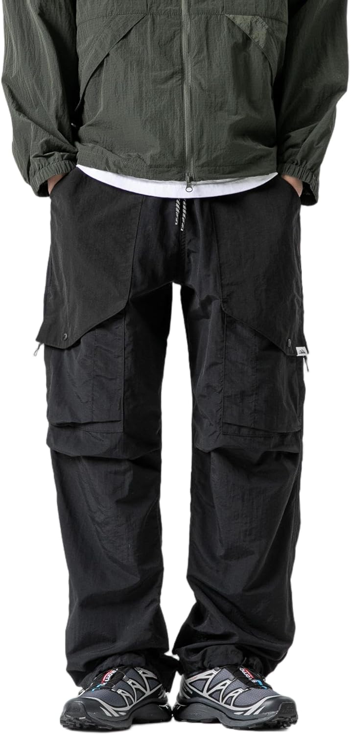 Parachute Cargo Pants Men Women–Lightweight&Fleece Lined Quick Dry Joggers Drawstring Tactical Pants for Hiking