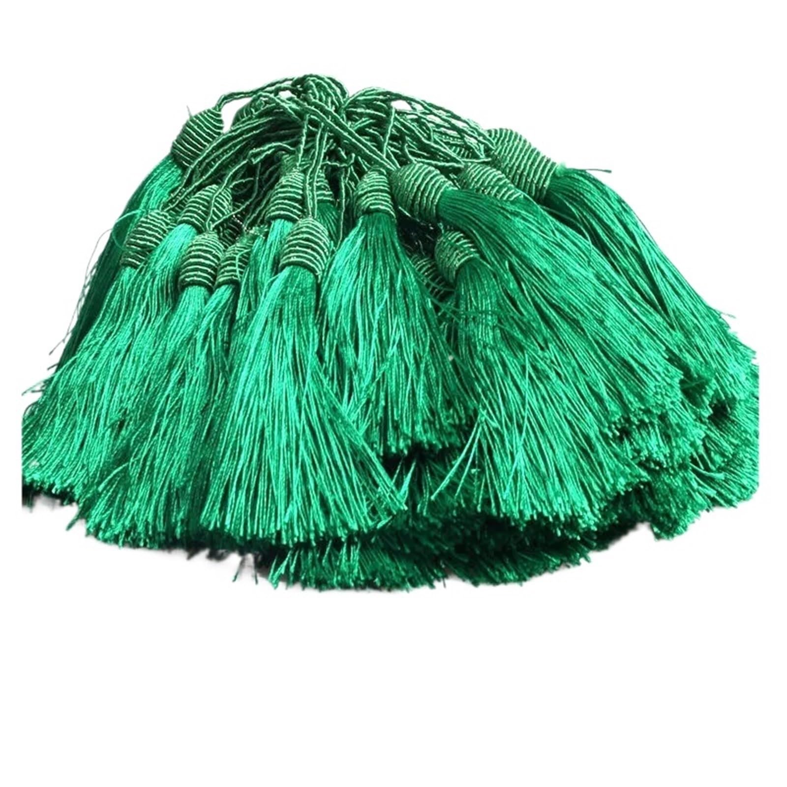 Handmade Craft Tassels, Tassels Decoration 15cm Silky Floss Bookmark with Cord Loop Making DIY Craft Accessory(Green,5Pcs)