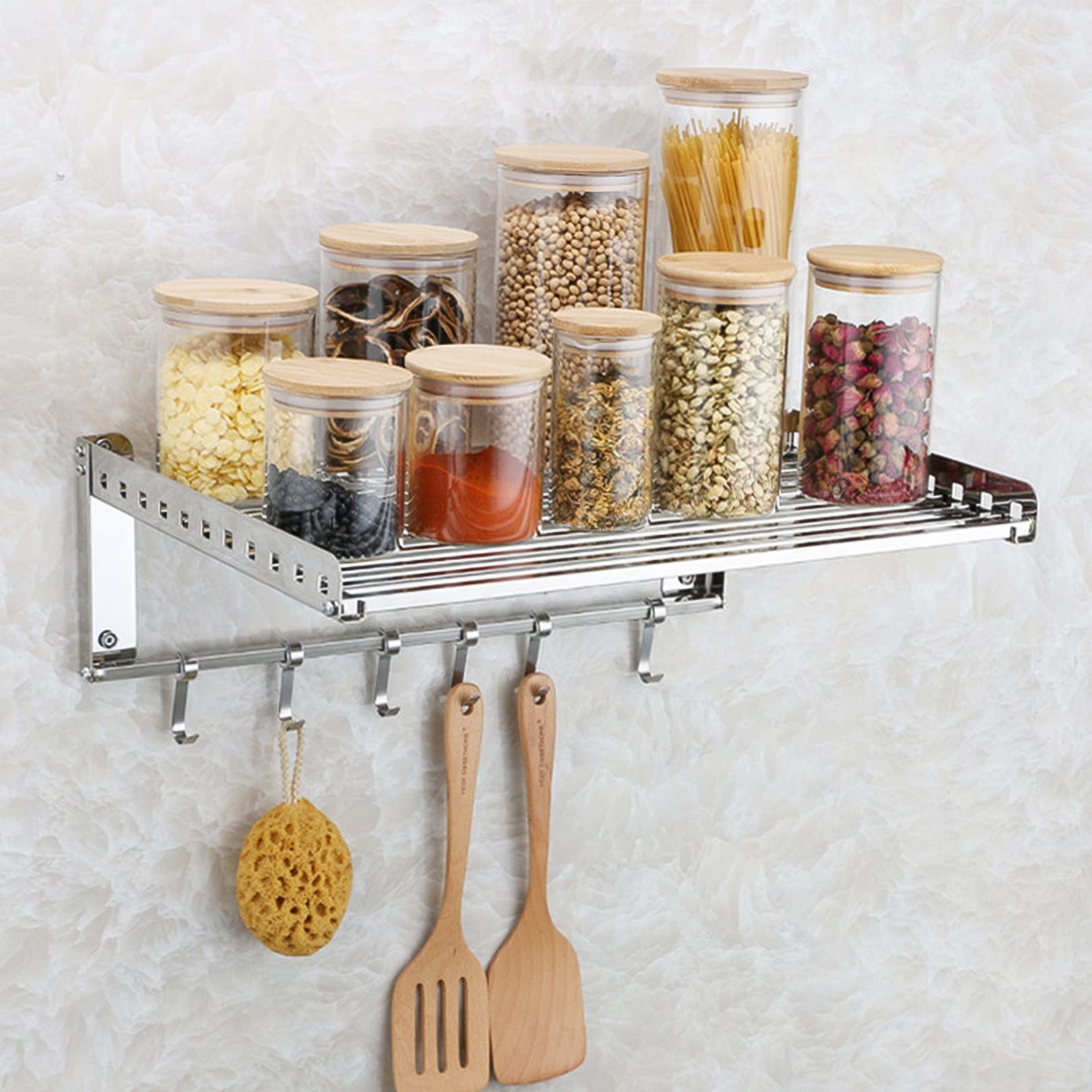 OWOHYG Stainless Steel Wall-Mounted Microwave*Oven Shelf-Space-Saving Kitchen Rack For Storage*Nization-Stand For Kitchen Essentials.