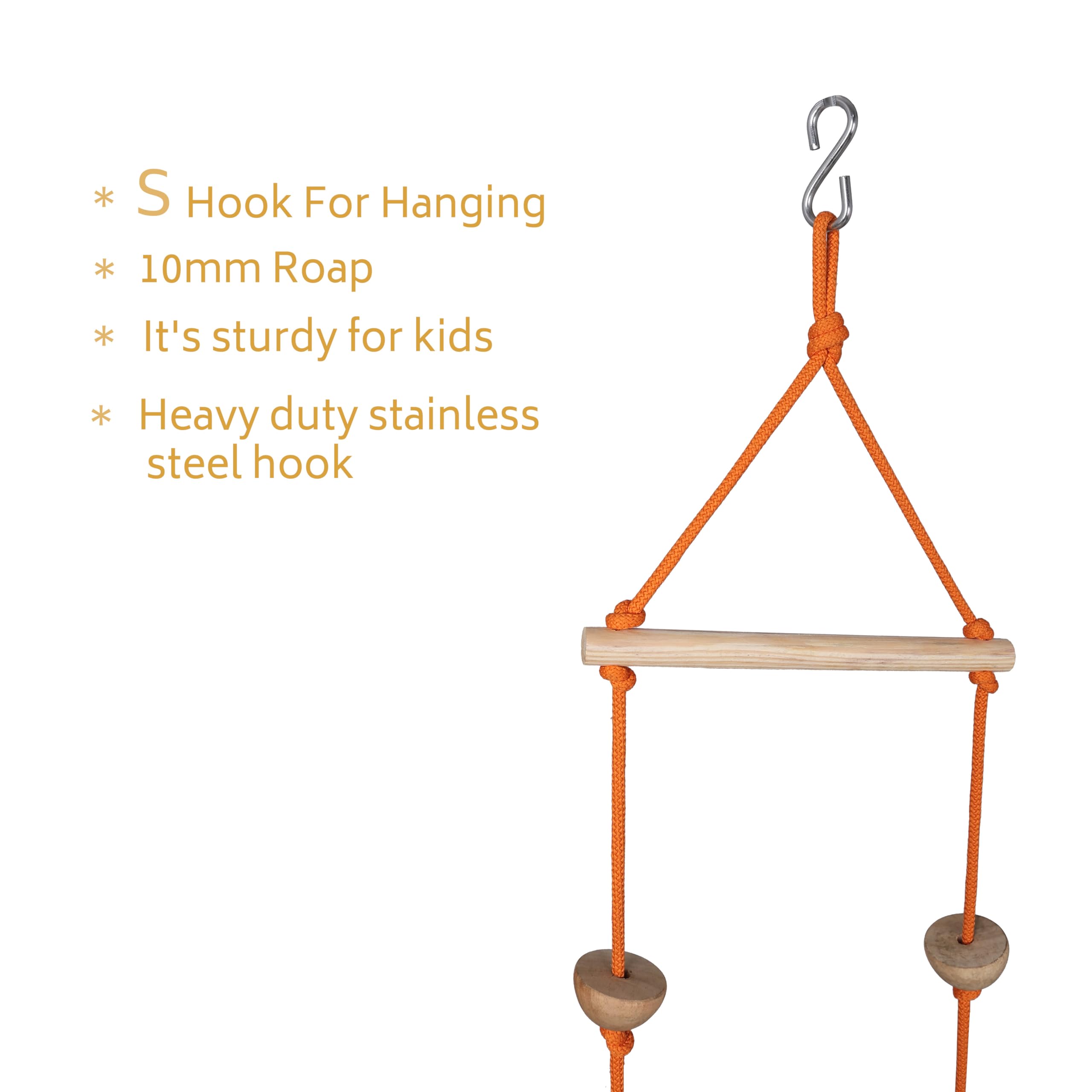 BOFFLE Rope Ladder for Kids | Climbing Stairs for Kids | Wooden Scales for Kids for Physical Activity | Indoor Outdoor Games for Kids for 3 to 10 Years 2