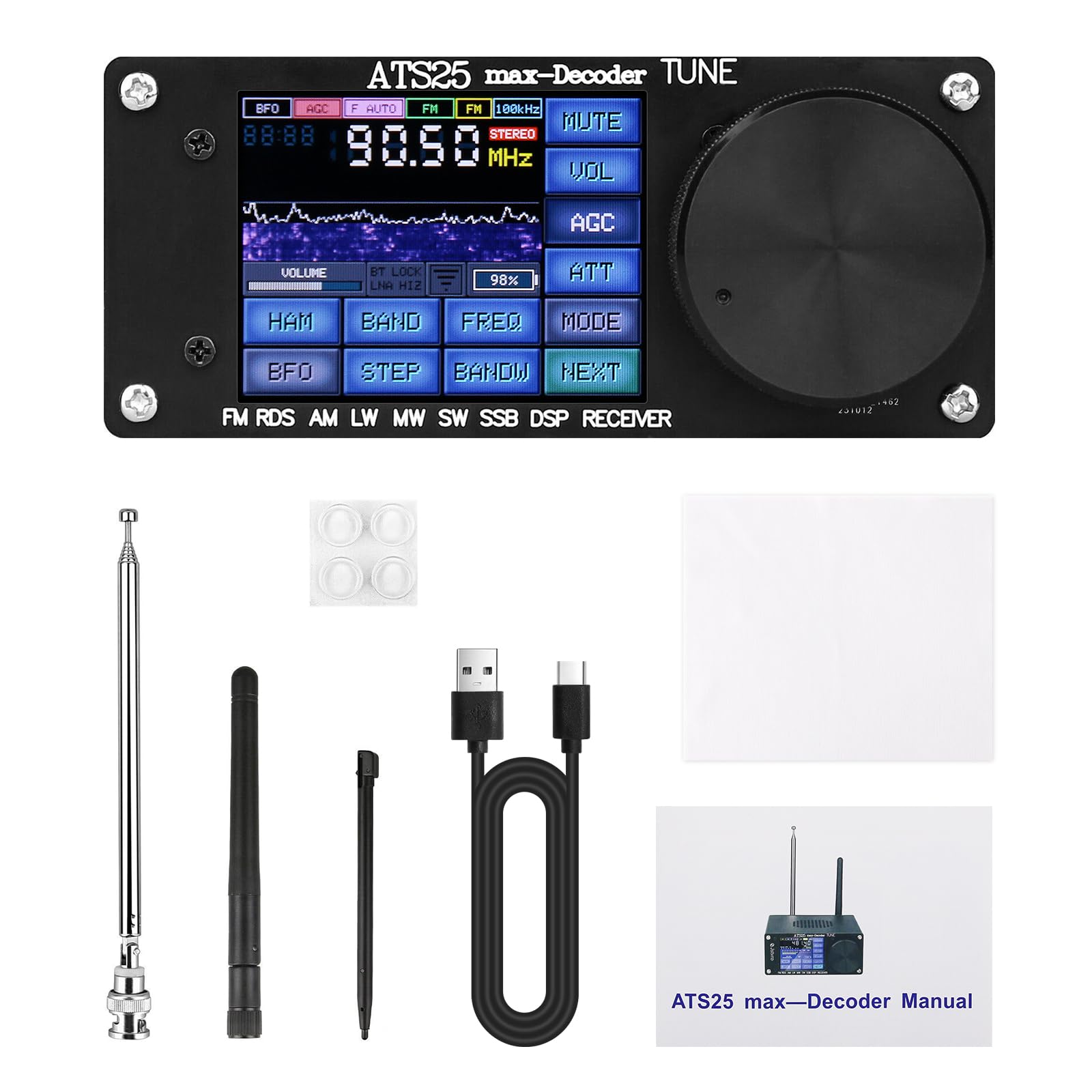 ATS25max Décodeur Si4732 Récepteur radio pleine bande Récepteur DSP FM LW (MW et SW) et SSB