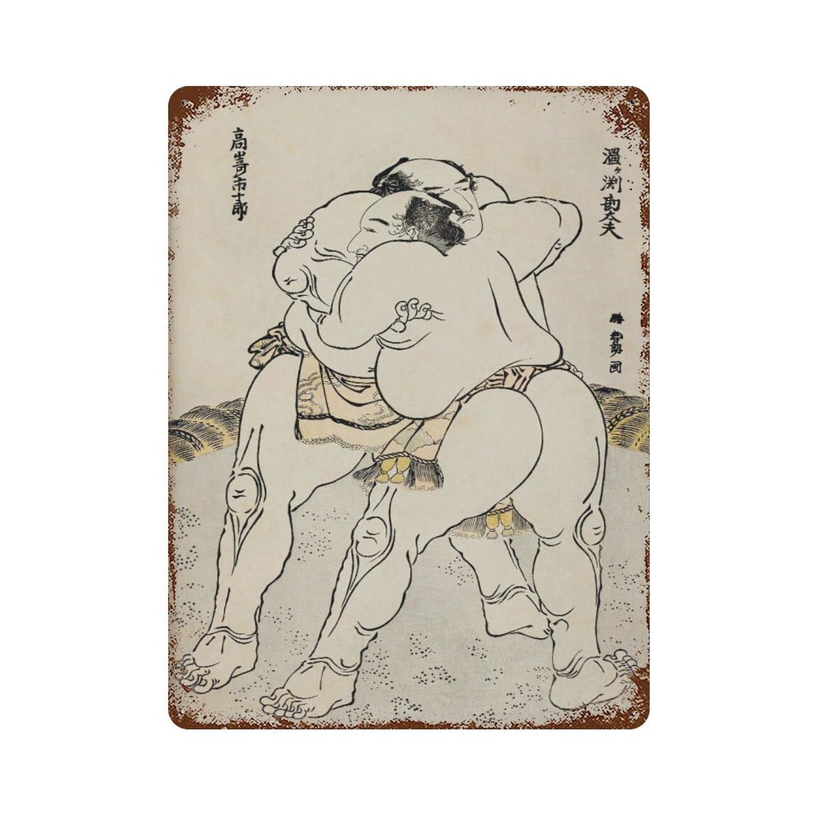 xiaoxiaoshen Sumo Wrestler Japanese Vintage Wall Decor Art Metal Tin Poster Modern Home Decor Art Home Bar Shop Decorations Vintage Sign 40x30cm