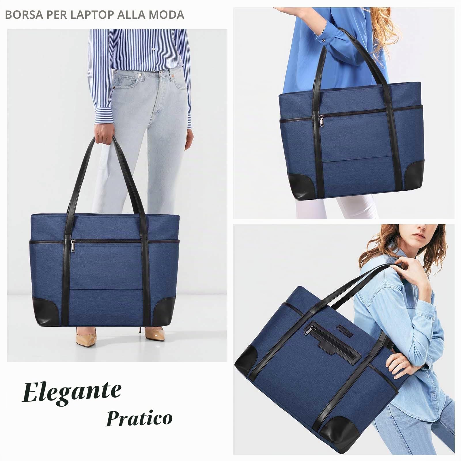 Chase Chic Borsa Per Computer Portatile Impermeabile Grande Borsa Tote A Tracolla Classica Per Insegnanti, Borsa Da Lavoro Per Computer Da 15,6" Con Cinghia Per Bagagli