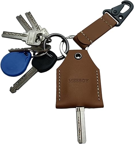 Leather Key Sleeve Key Ring Holder Vintage Cover Protective Key Case Covers Key protector handmade Keys Organizer (Yellow)