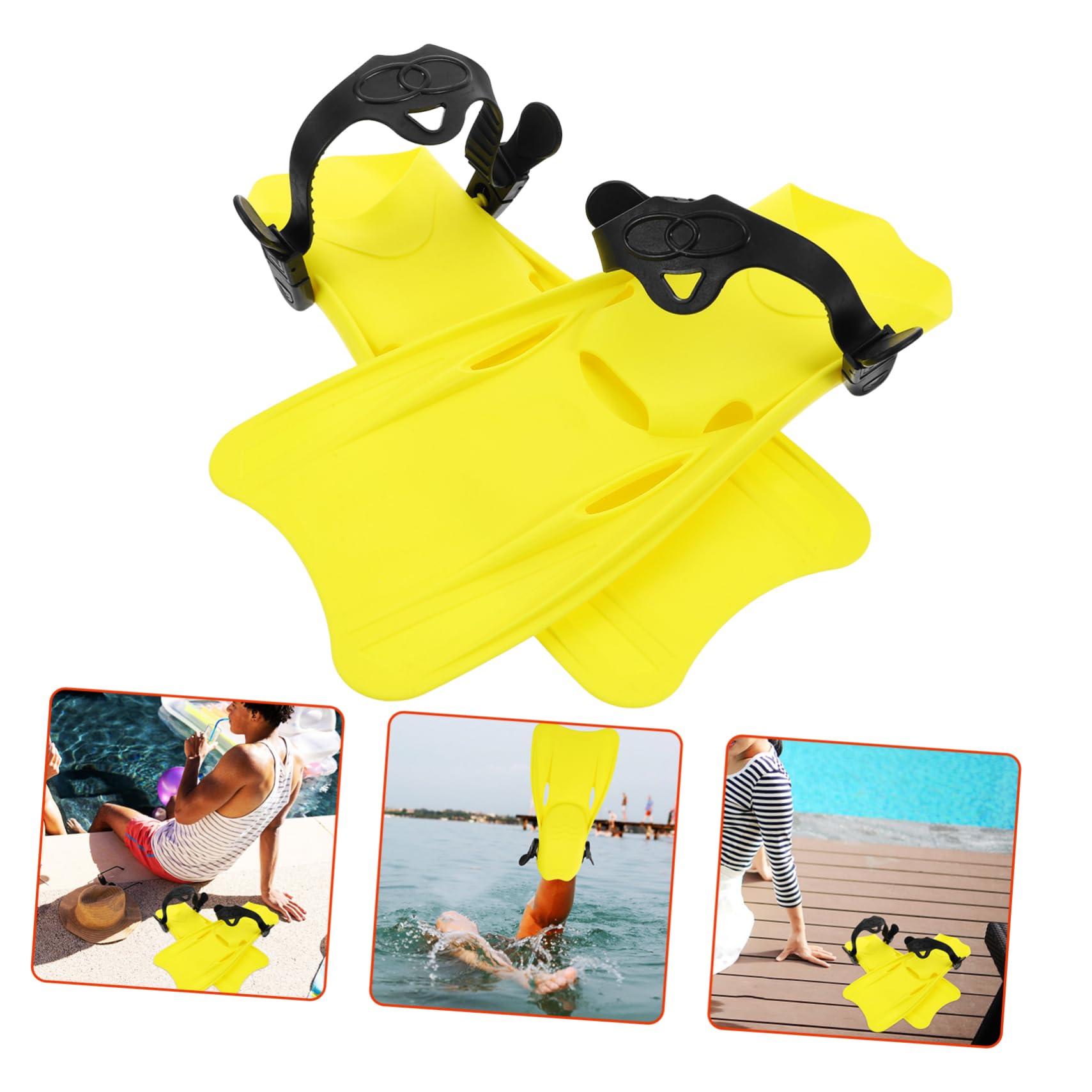 Aletas de Snorkel de Entrenamiento 1 Par, Amarillo TPR PP Ajustable | Fiesta Verano, Equipo de Buceo y Snorkel para Playa, Talla L 39-43, Experiencia de Natación Mejorada