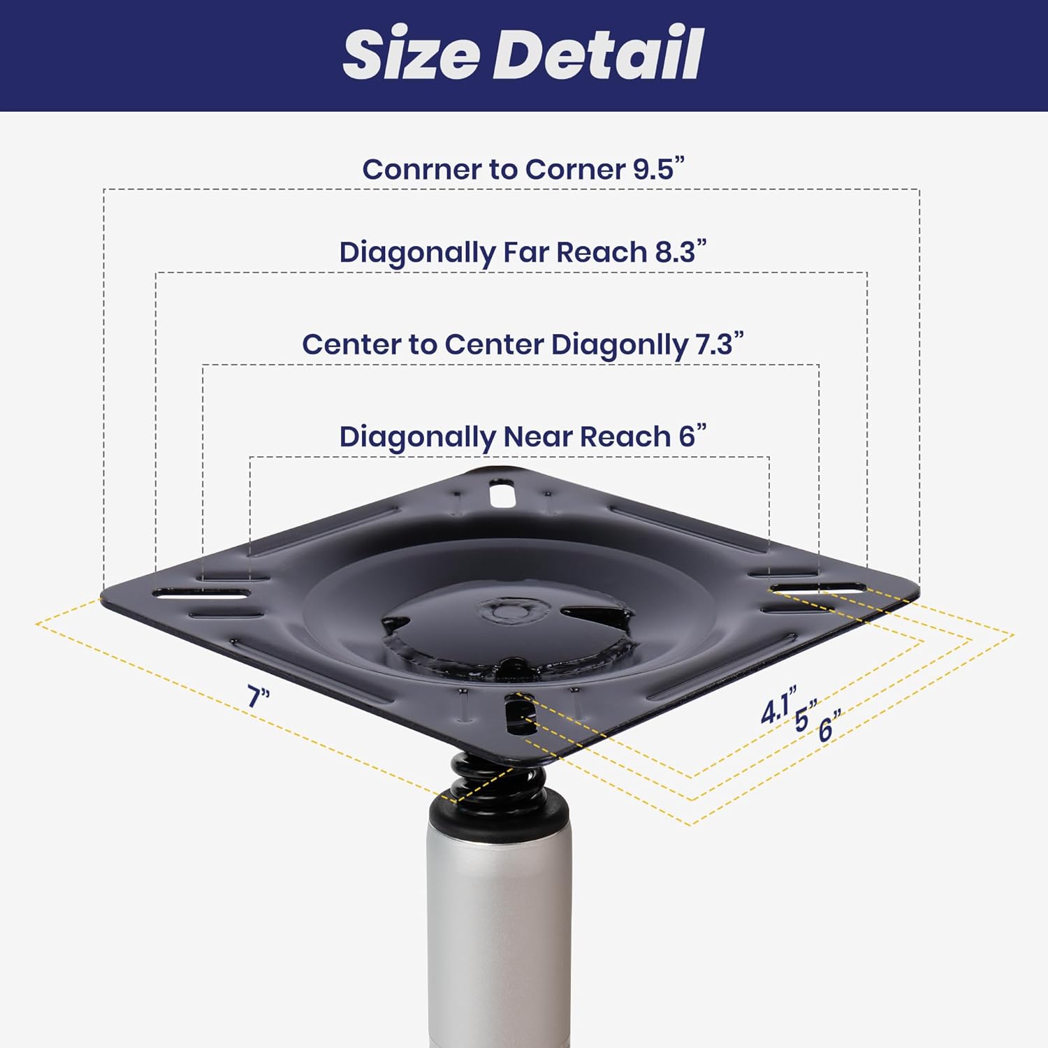 2 Pack Boat Seat Pedestal Base Mount Kit,Package with 14″ Height Lock in 3/4" Boat Seat Pin Post & 7" x 7" Stainless Steel Marine Base Pedestal Plate & Seat Mount for Pontoon Fishing Bass Boat