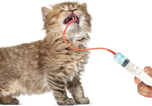 Miniatura 6 de Paquete de 7 tubos de alimentación para cachorros, tubo de alimentación para cachorros, incluye 3 unidades de 8 tubos de comida de color rojo FR,