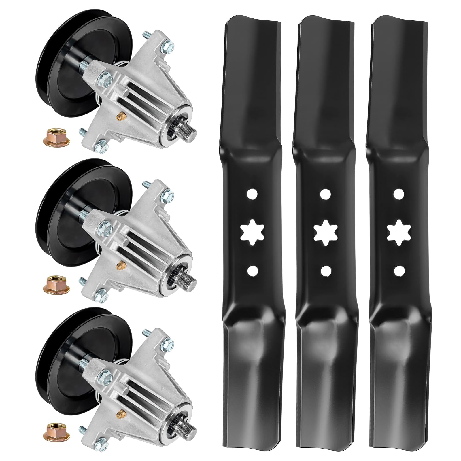 Lot de 3 broches 618-06980, lot de 3 lames 942-05052A à levage moyen, compatible avec Cub Cad et M TD RZT L50 S50 LX50 SX50 XT1-GT50 ZT1-50 G8200 G8200 G880 300, remplacement Pour 918-06980