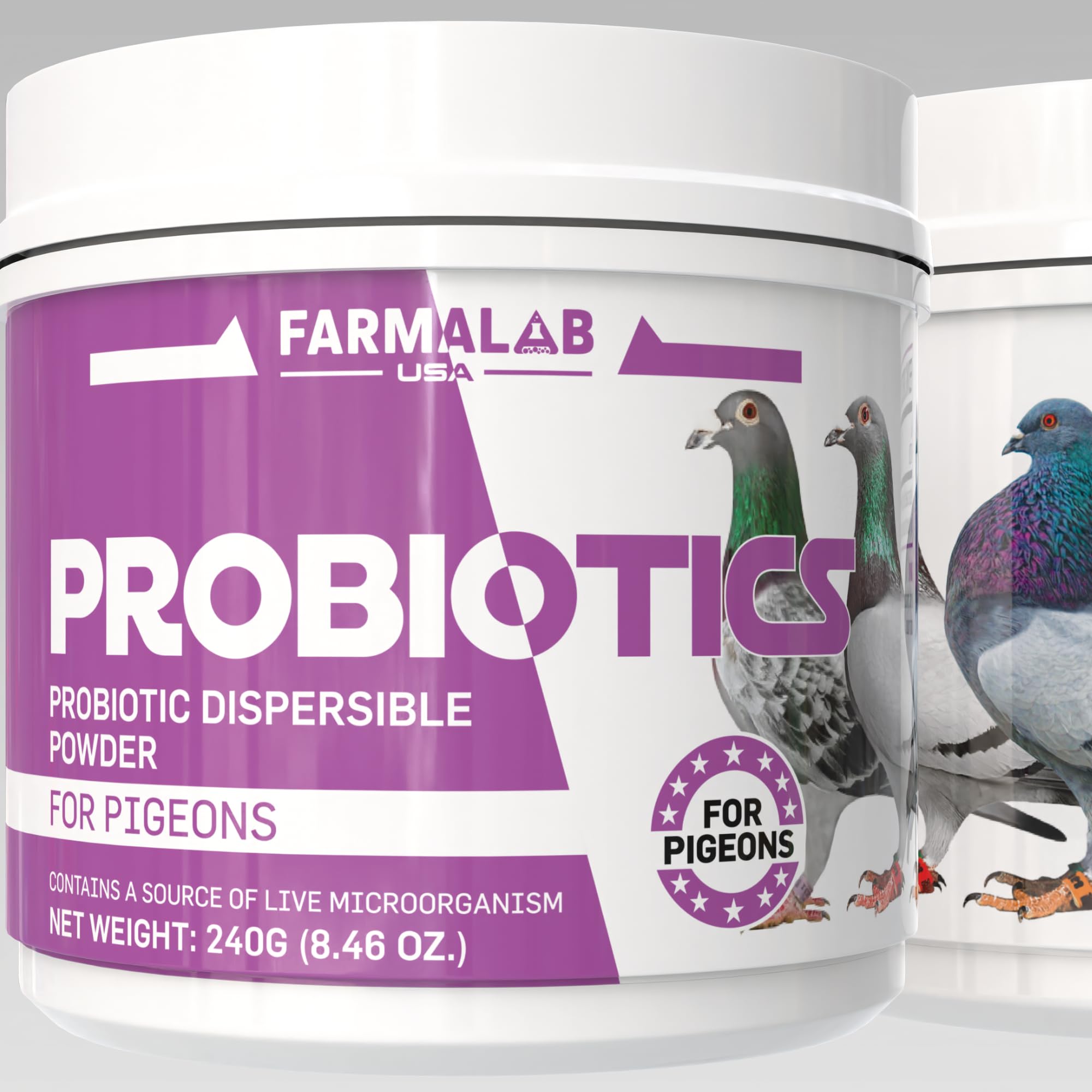 Probiotics Powder Pet for Pigeons, para Palomas, Quail, Doves, Columbidae Birds (240 gm) Farmalab