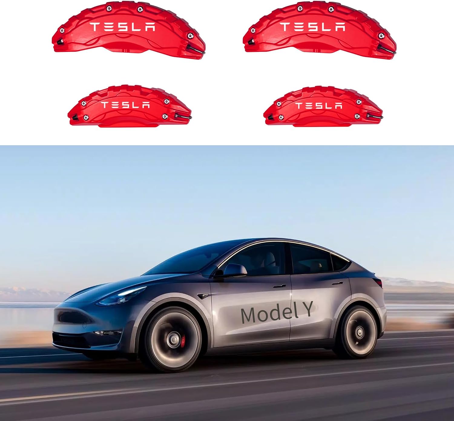 Caliper Covers Set of 4 Compatible with Tesla Model Y