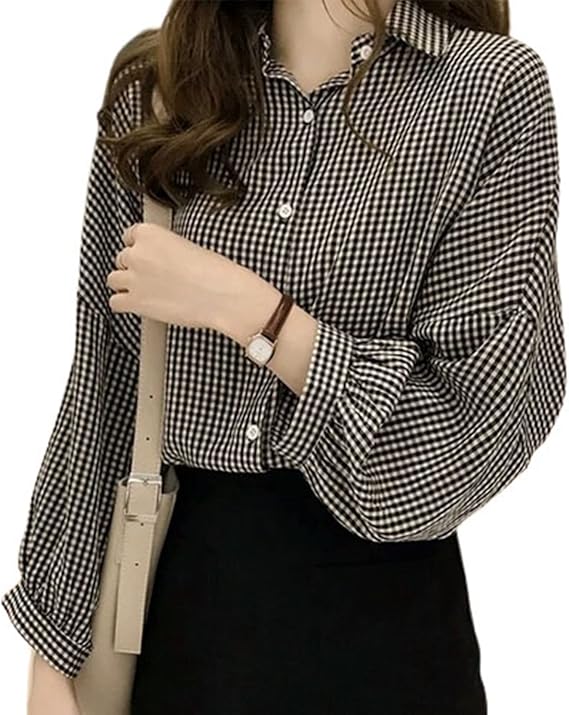 Amazon パフスリーブ レディースシャツ レディース ワイシャツ チェックシャツ コーデ万能 簡約 お開襟 ボタン 格子柄 春秋 普段着 快適 おしゃれ 大きいサイズ M 4xl 通学 通勤 お出かけ 全3色 シャツ ブラウス 通販