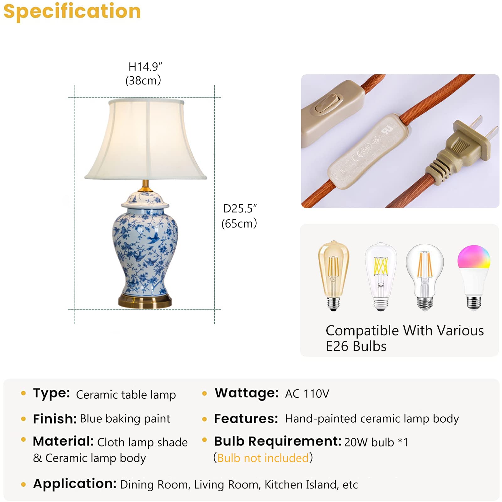 Lamp Blue ランプ ブルー 美品 Bilinda Bucchers Amazon.com: PSXPSXO Blue & White Ceramic Table Lamp 22