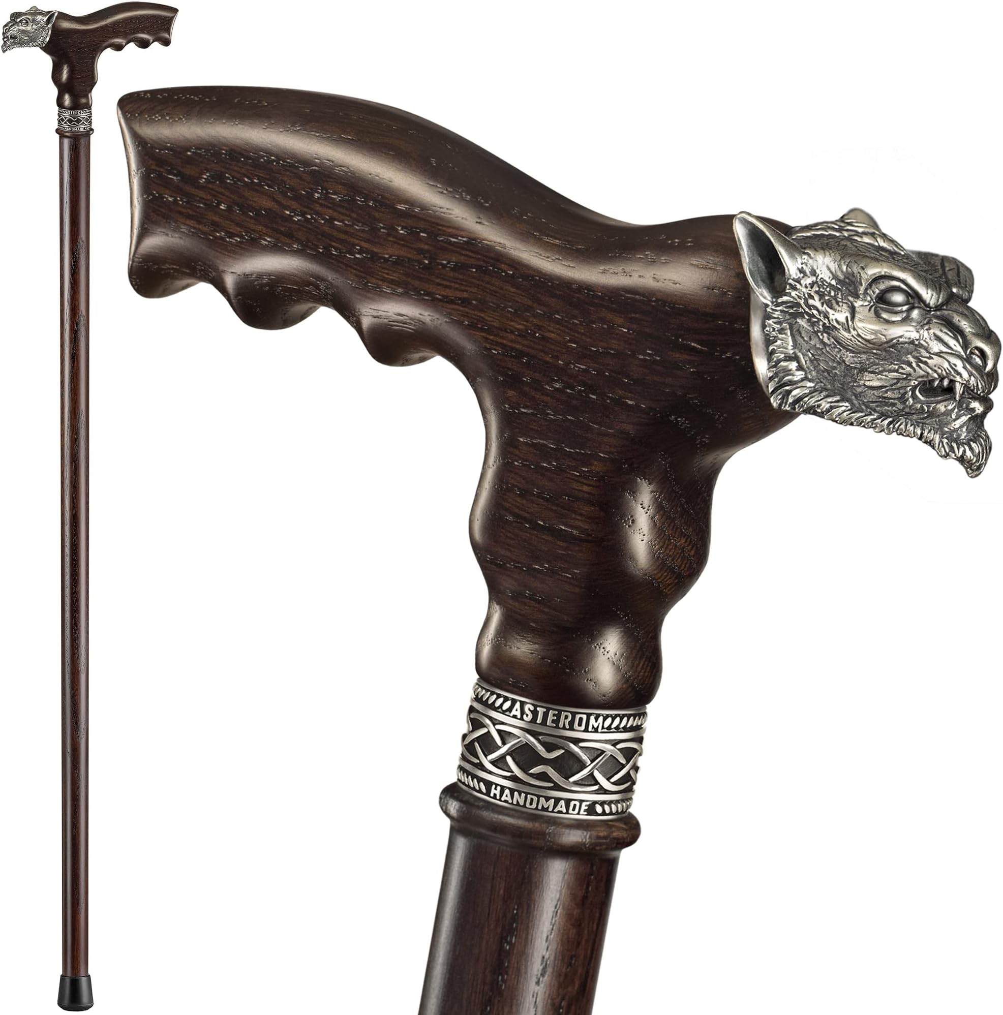 Custom Werewolf Walking Stick for Men Wooden Cane with Lycan Wolf Head - Designer Vintage Derby Walking Canes for Men Decorative Walking Staff