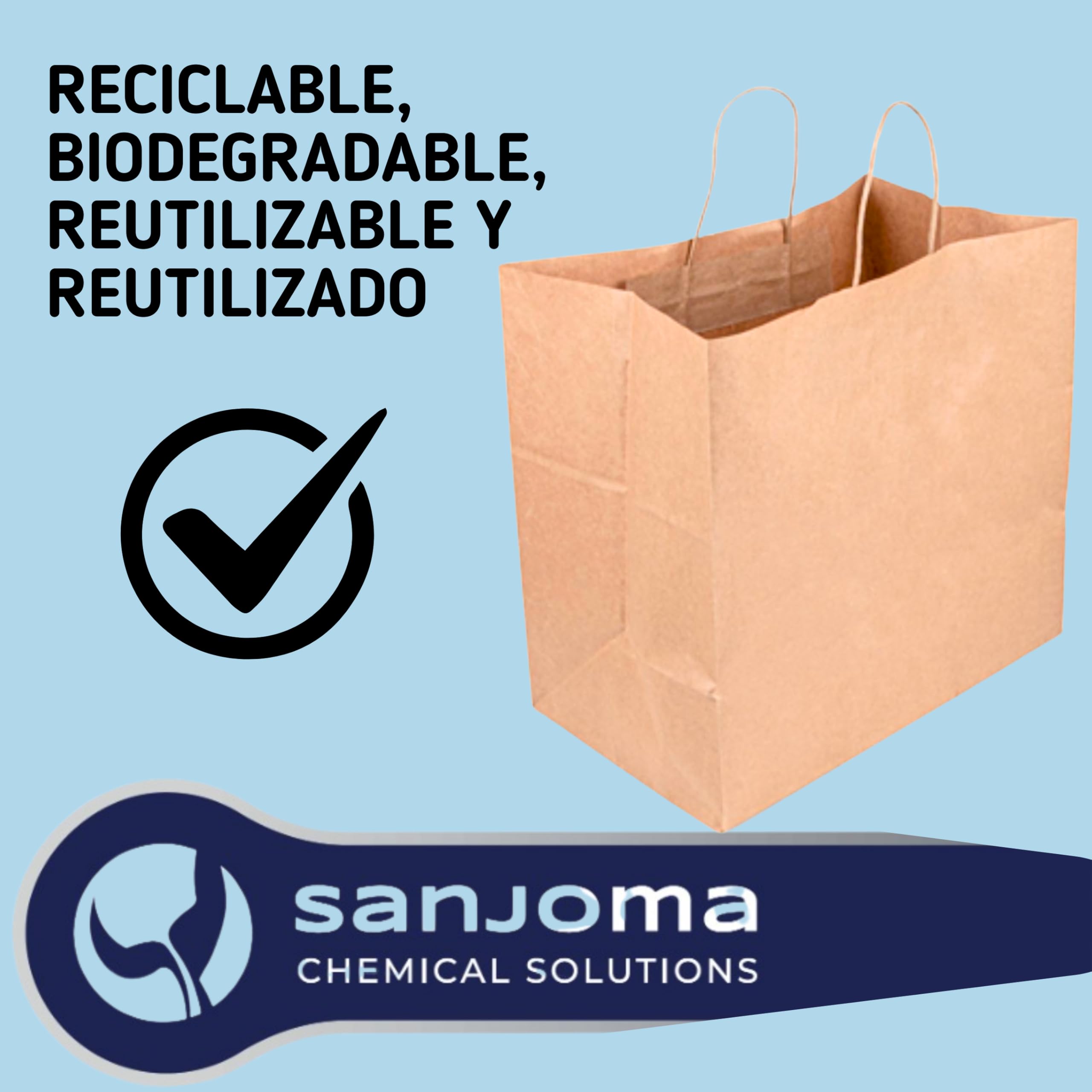 SANJOMA 250 Bolsas Catering Con Asas | Bolsas De Papel Kraft Natural | Biodegradables, Recicladas Y Reutilizables | Bolsas Con Asas Tamaño 18+21x28,5 Cm, Gramaje 90 G/M2 | Bolsas Papel Kraft Pequeñas