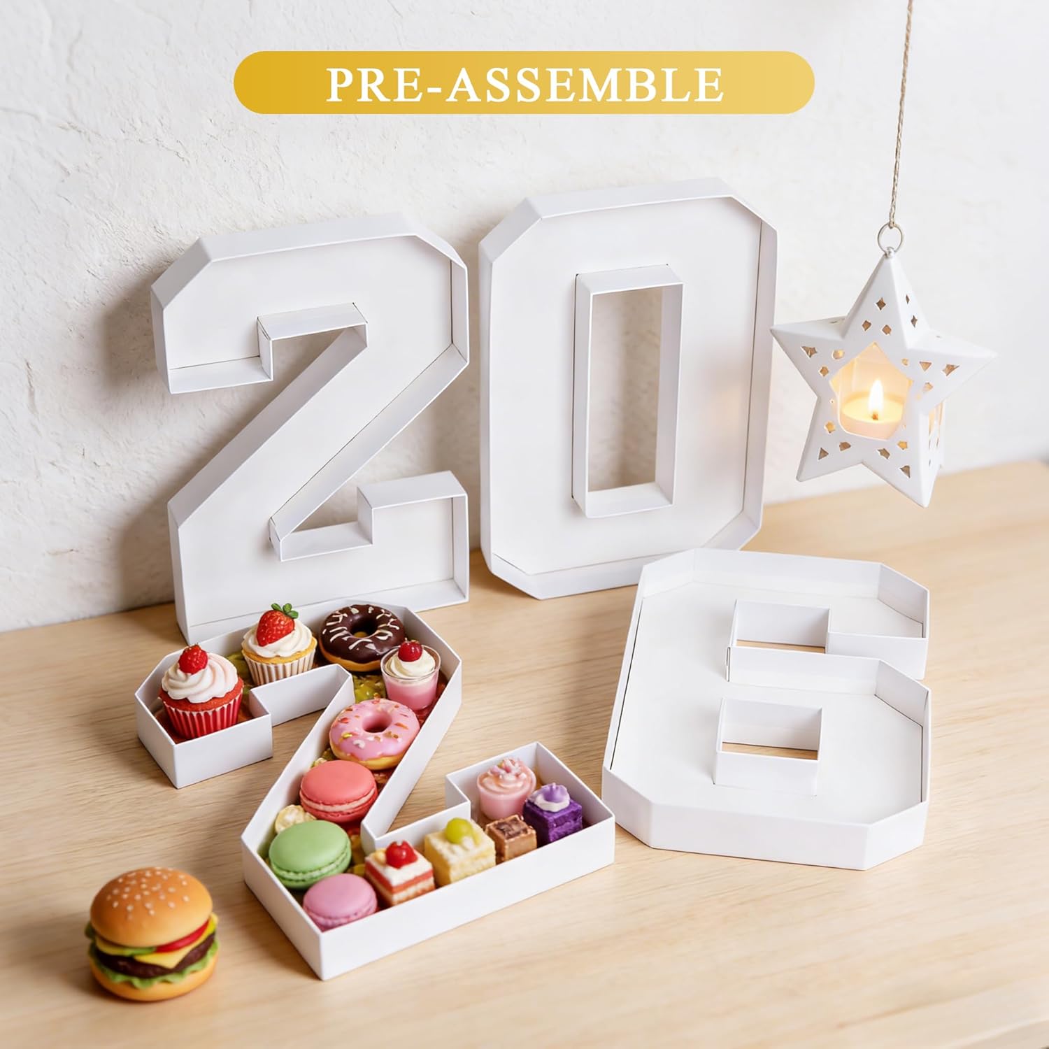 2026 Graduation Decorations, 2026 Charcuterie Numbers Fillable Board Box Graduation Tables Centerpieces Cardboard Tray for High School College Kindergarten Preschool Party Supplies (White)