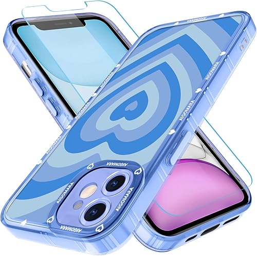 AIGOMARA Funda suave para iPhone 11 de 6.1 pulgadas con protector de pantalla, delgada, flexible, suave, diseño de TPU a prueba de golpes,