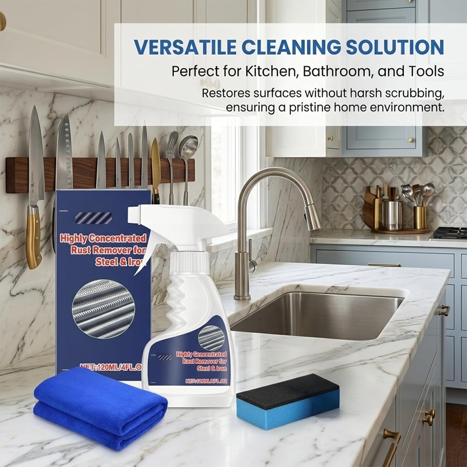 SakerPlus Powerful Rust Remover for Metal and Stainless Steel, Multipurpose Rust Remover Spray, Fast-Acting Cleaner for Tools & Surfaces (5pcs)