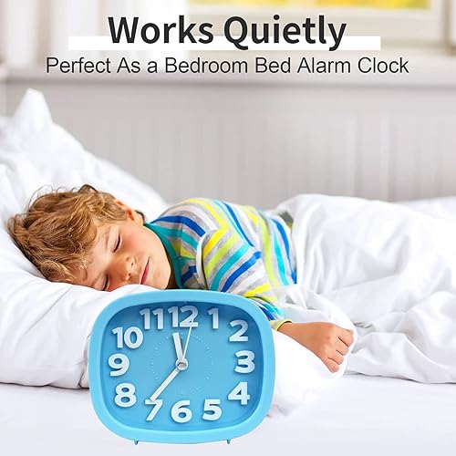 Miniatura 6 de Reloj despertador para dormitorio, reloj de escritorio, sin tictac, de plástico, pequeño, analógico, despertador, suministros para el hogar, reloj