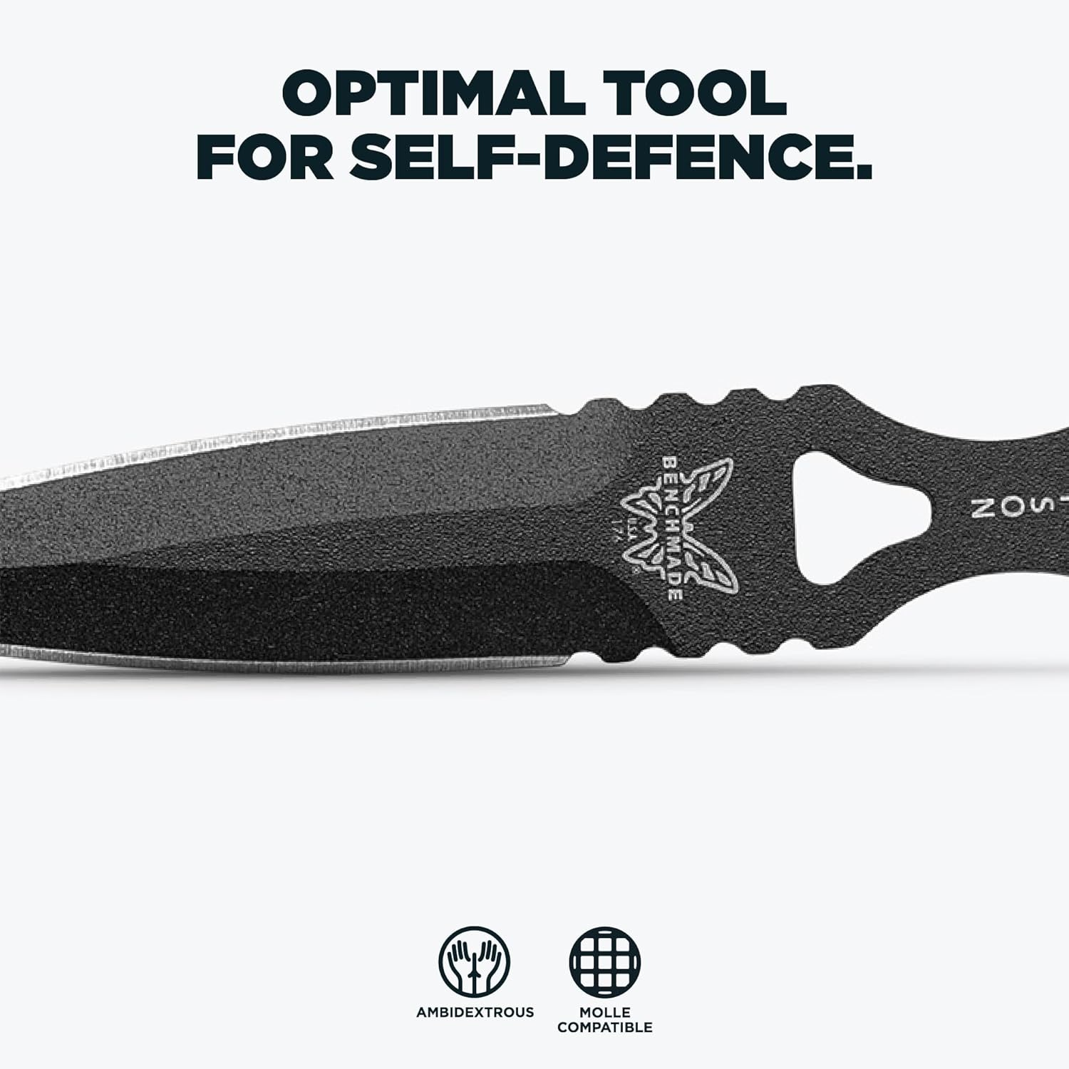 Benchmade - SOCP Knife, Double Edge Dagger Blade, Plain Edge, Black Handle
