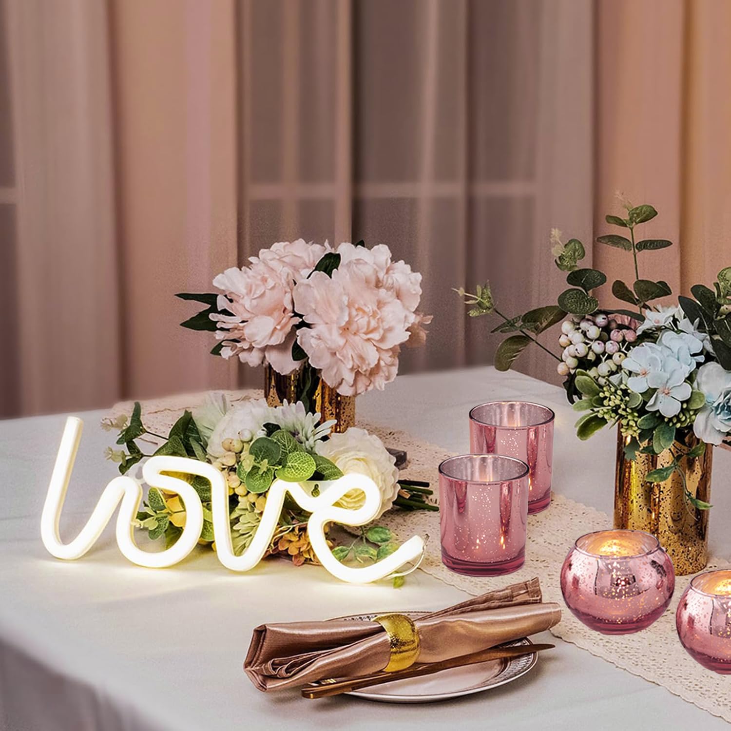 12 portavelas votivos rosados, portavelas de cristal de mercurio para centro de mesa de boda, decoración de fiesta y decoración del hogar (12, rosa)