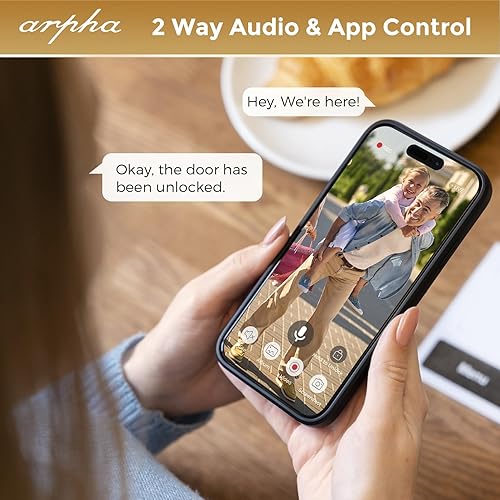 Miniatura 3 de Cerradura de puerta inteligente WiFi, cerradura de puerta de entrada sin llave de huella digital 5 en 1, audio bidireccional, sensores de movimiento