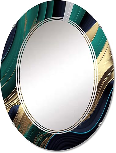 DesignQ Ágata verde y dorada I- Espejo de tocador, espejos de baño, espejos de pared para sala de estar, dormitorio, espejo ovalado - Grande 20 x 30 DesignQ Ágata verde y dorada I- Espejo de tocador, espejos de baño, espejos de pared para sala de estar, dormitorio, espejo ovalado - Grande 20 x 30