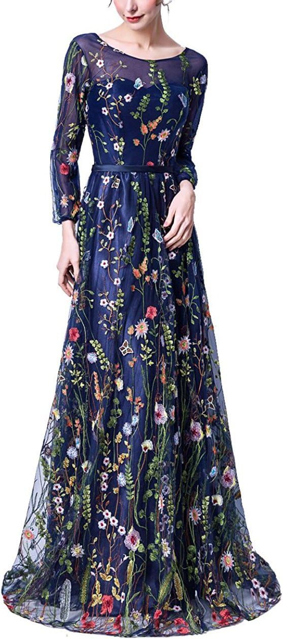 Women's Embroidered Prom Dress Formal Evening Gown V241