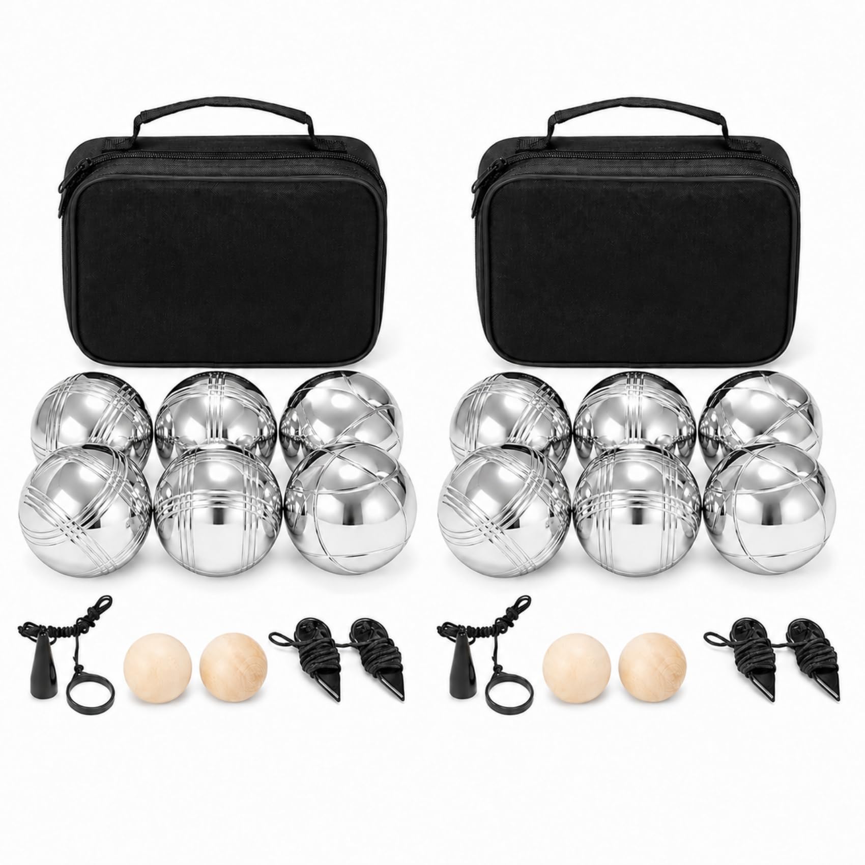 Boule Set Metall Kugeln 6 oder 8 oder 12 Stück Boccia Petanque Outdoor Spiel Garten Strand, Personalisierbar mit Gravur, für Familie Freunde Erwachsene Senioren Camping Verein