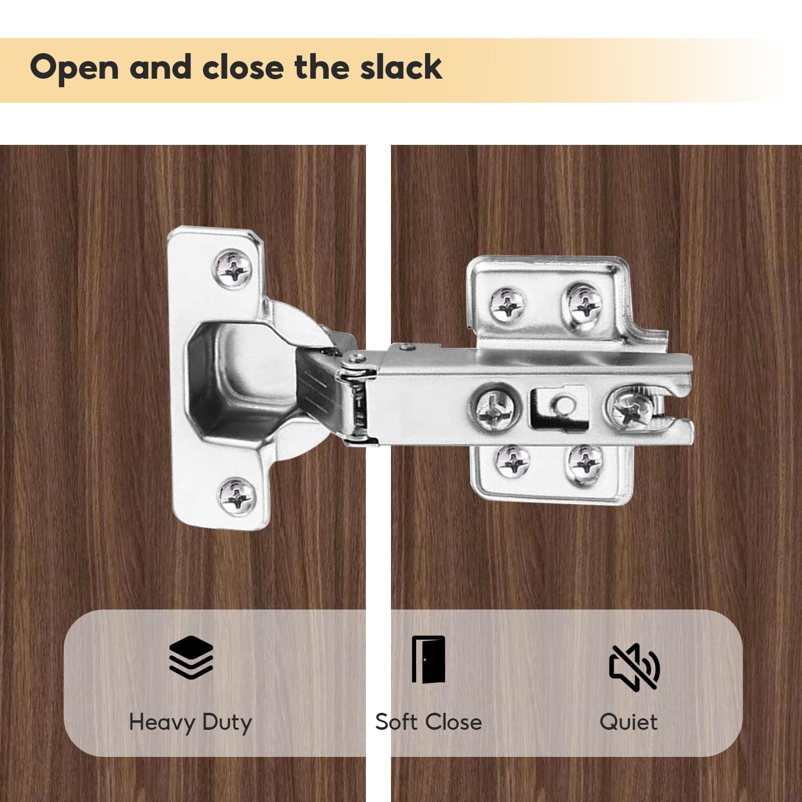 Kitchen Cupboard Hinges, 14PCS Kitchen Cabinet Hinges with Screws Adjustable for Bathrooms Bedrooms and More(Silver) - Image 4