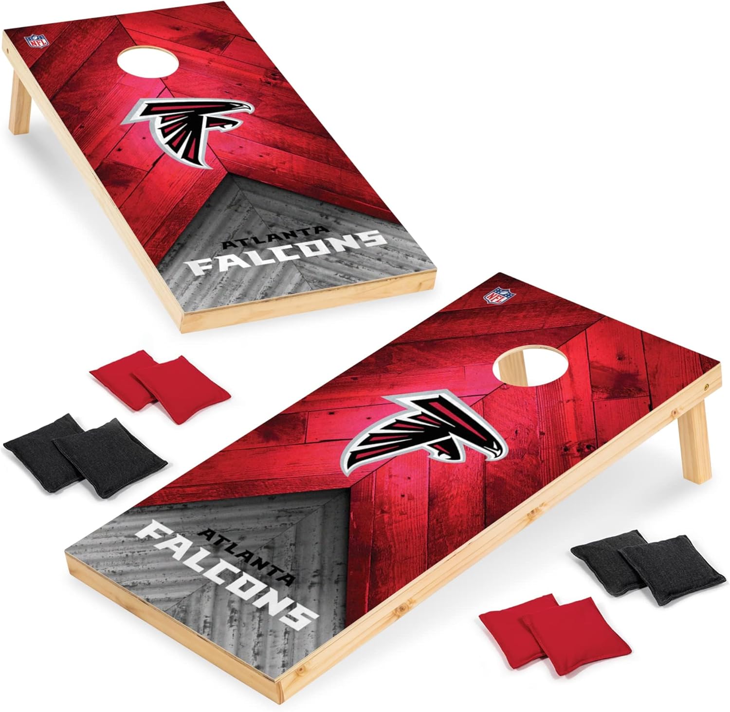 Wild Sports NFL Atlanta Falcons 2' x 4' Regulation Size Solid Wood Cornhole Set with Direct Print HD Team Graphics