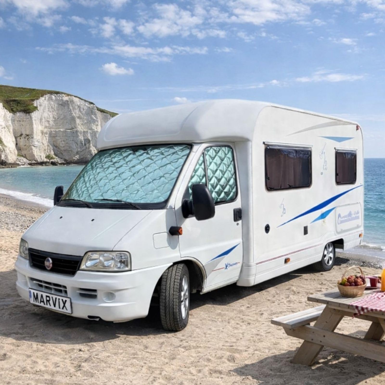 Marvix Thermo-Jalousien für interne Fahrerkabine, Premium-Fensterabdeckung, 9-lagig, für Fiat Ducato, Boxer & Relay 1994–2005 Wohnmobil, Campervan Isolationsschirme