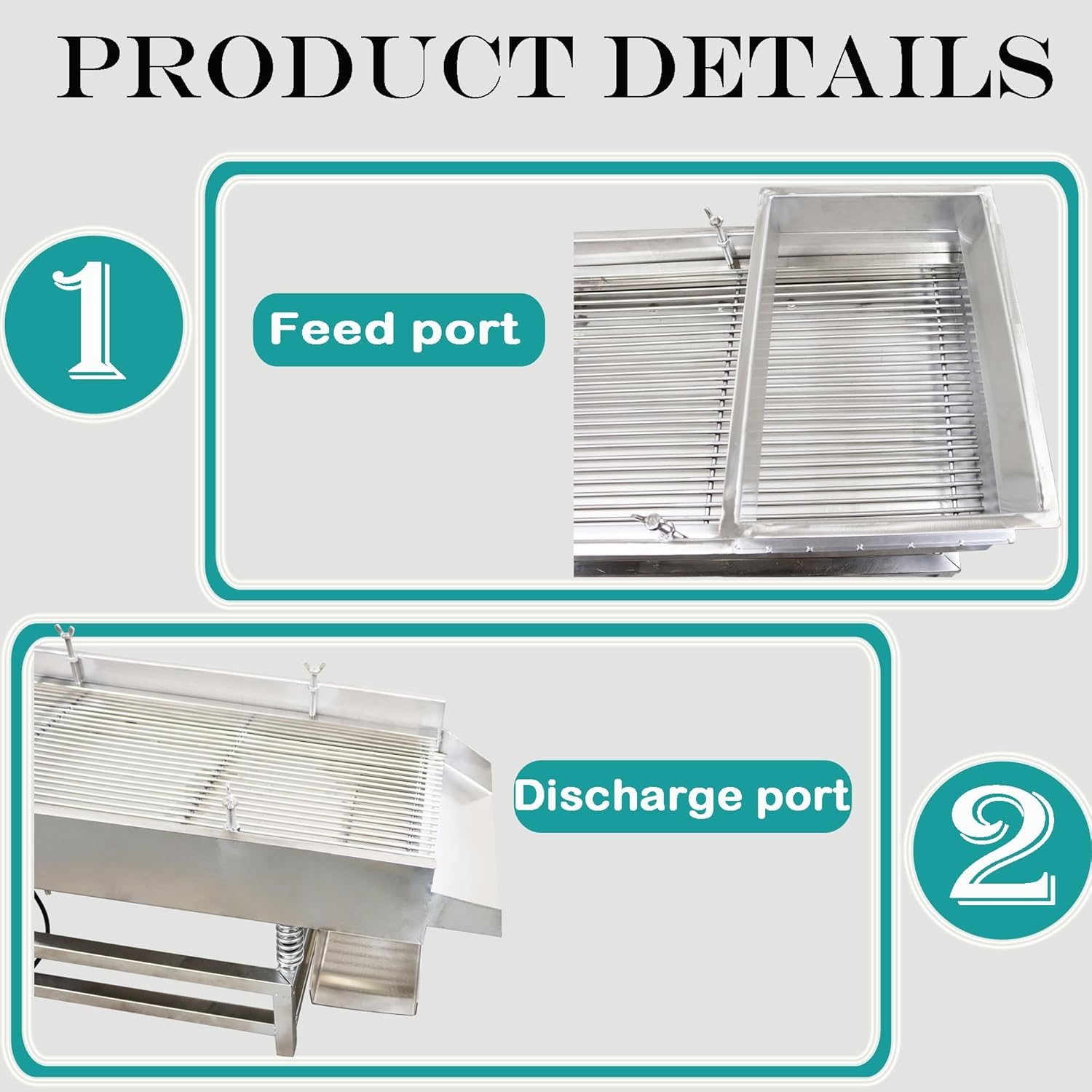 Linear Vibrating Screen Straight Vibrating Sieve Sifter Electric Linear Vibrating Sieve Shaker JG40-95 Stainless Steel 6mm Long Strip Sieve Screen Single Layer with 2 Motor 110V