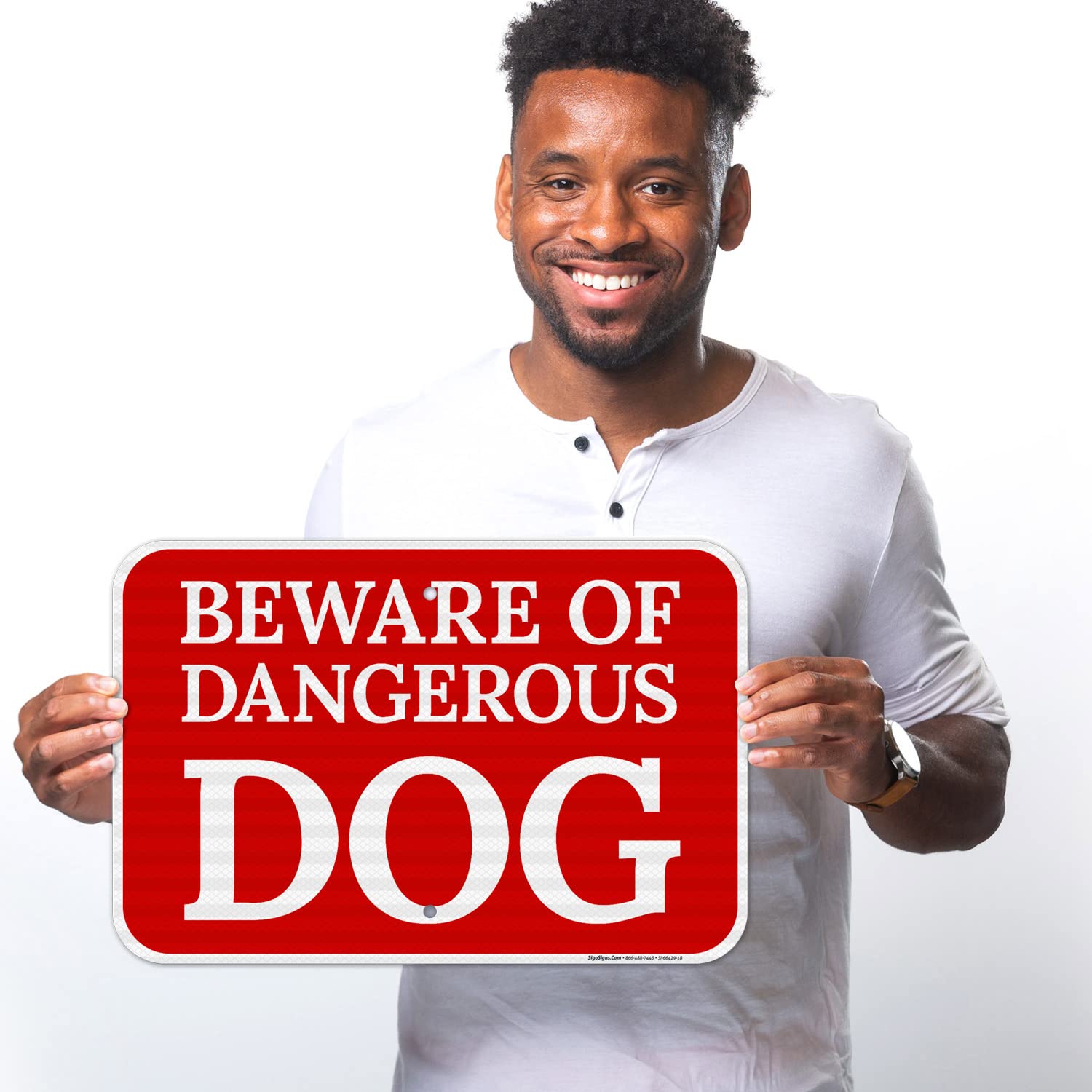 Beware of Dangerous Dog Sign, 12x18 Inches, 3M EGP Reflective .063 Aluminum, Fade Resistant, Made in USA