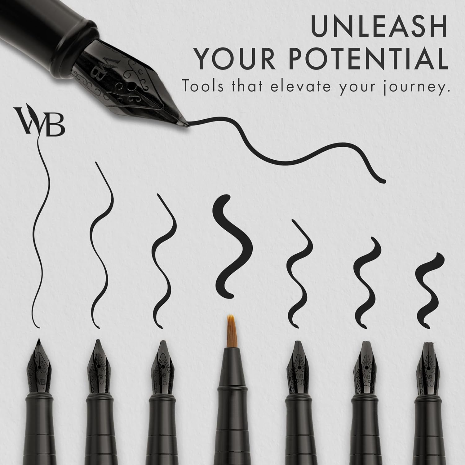 Wordsworth & Black Calligraphy Pen Gift Set, Includes Ink Bottle, 6 Ink Cartridges, A Refill Converter, 6 Replacement Nibs, Journaling, Smooth Writing Pens [All Black]