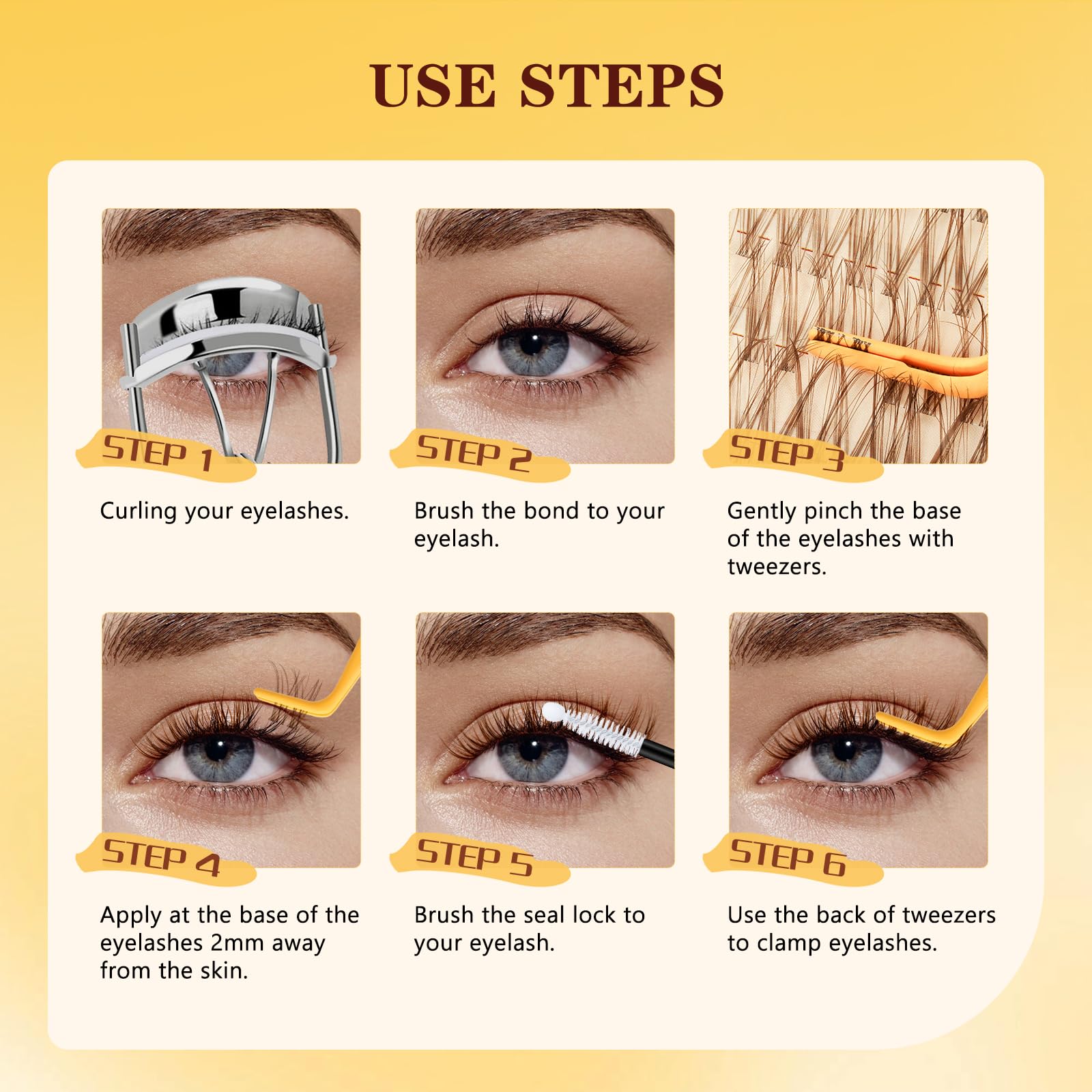 QUEWEL Fairy-Lash-Clusters Kit Cute Style, 144pcs Manga-Lash-Clusters Kit Mix10-18mm Wispy Natural Invisible Band Eyelash Clusters Kit for DIY Cluster Eyelash Extensions(Fairy 4 Set): Lash Kit-Brown Feather 4 Set