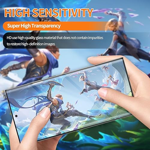 Vista 49 de Paquete de 3 protectores de pantalla de vidrio templado curvado aplicables para Samsung Galaxy S21 Ultra 5G de 6.8 pulgadas, compatible