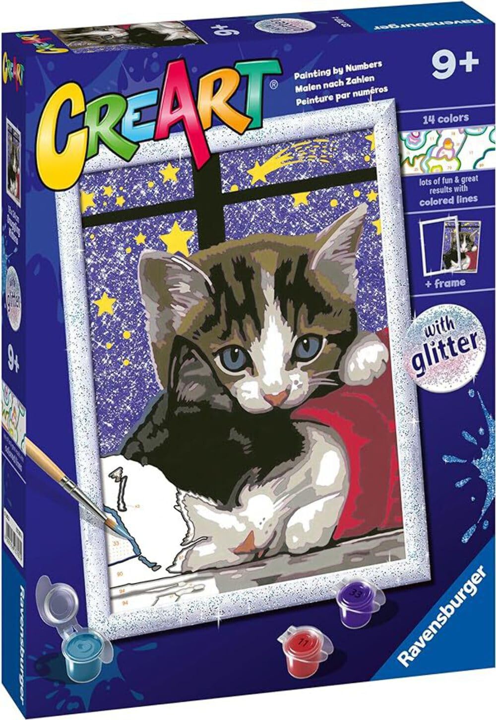 Ravensburger CreArt E-serie Classic: romantisch paard, schilderen op nummer, bevat een voorgedrukte plank, een kwast, kleuren en accessoires