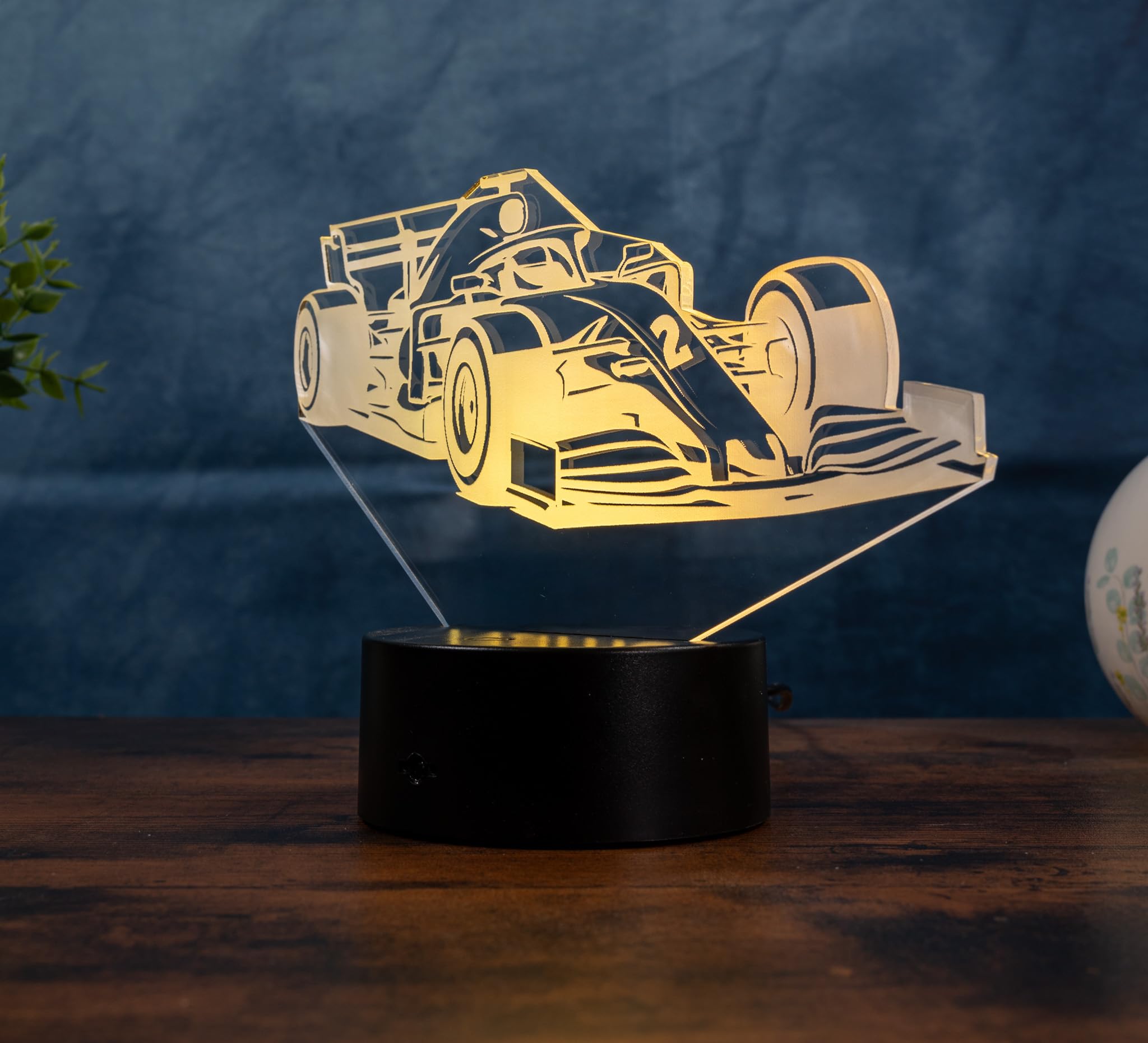 Formel 1 Lampe – LED Rennwagen Nachtlicht | Motorsport Geschenkidee für Männer, Kinder & Rennsport Fans | Auto Deko Licht