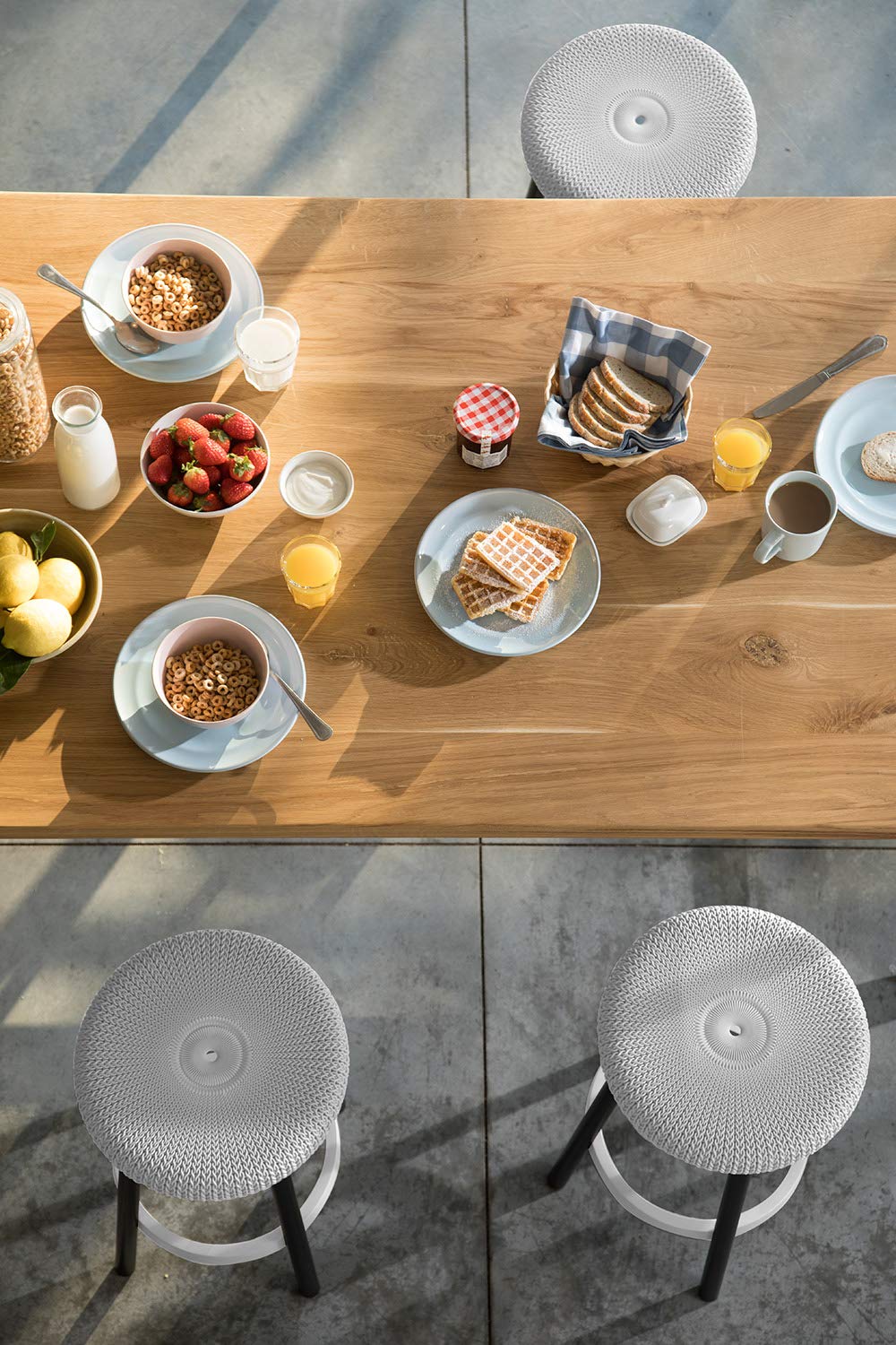 Chairs Stools & Bar Chairs White Keter Cozy Knit Outdoor Counter Height Bar Stools Set of 2