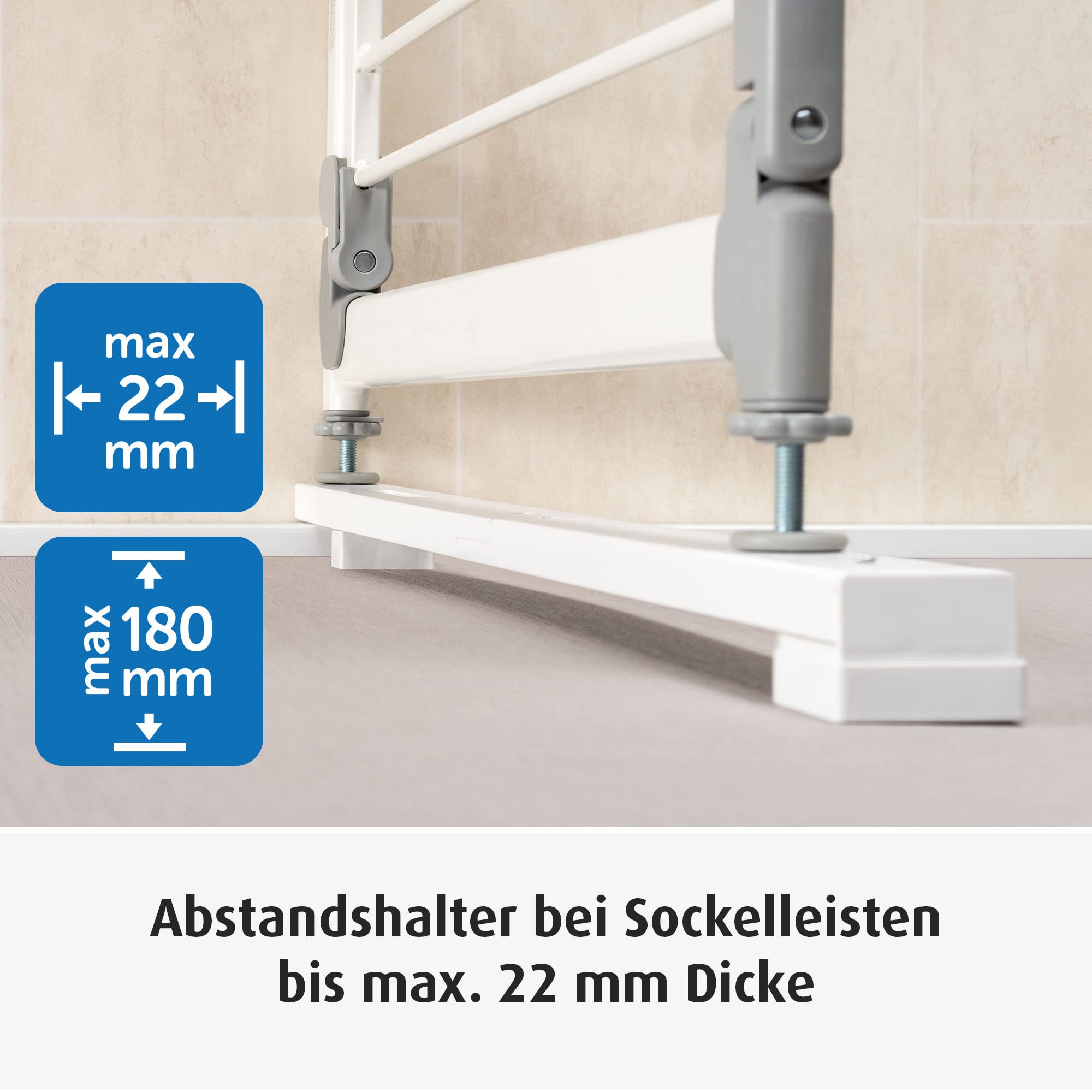 Reer WallFlex Abstandhalter zu Fußbodenleisten für alle Tür- und Treppengitter, weiß