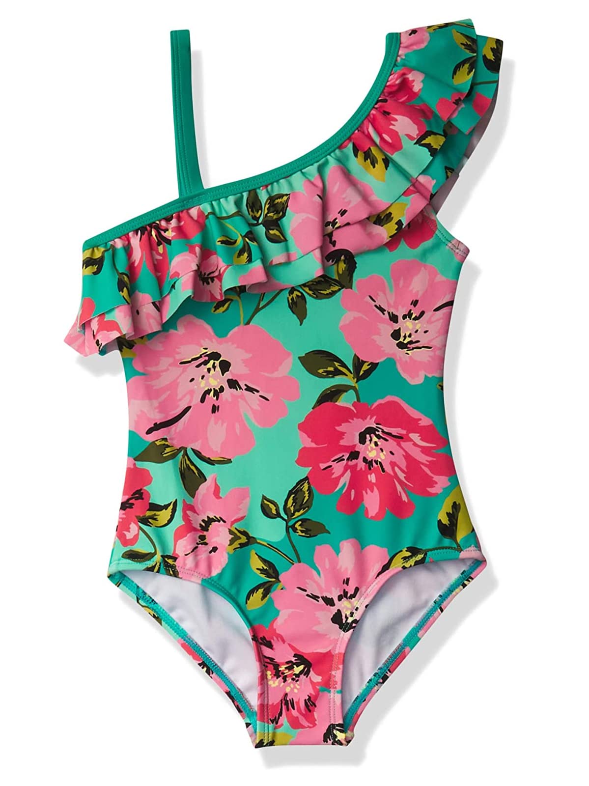 Kanu Surf Girls Morgan Floral Ruffle 1-Shoulder 1-Piece Swimsuit