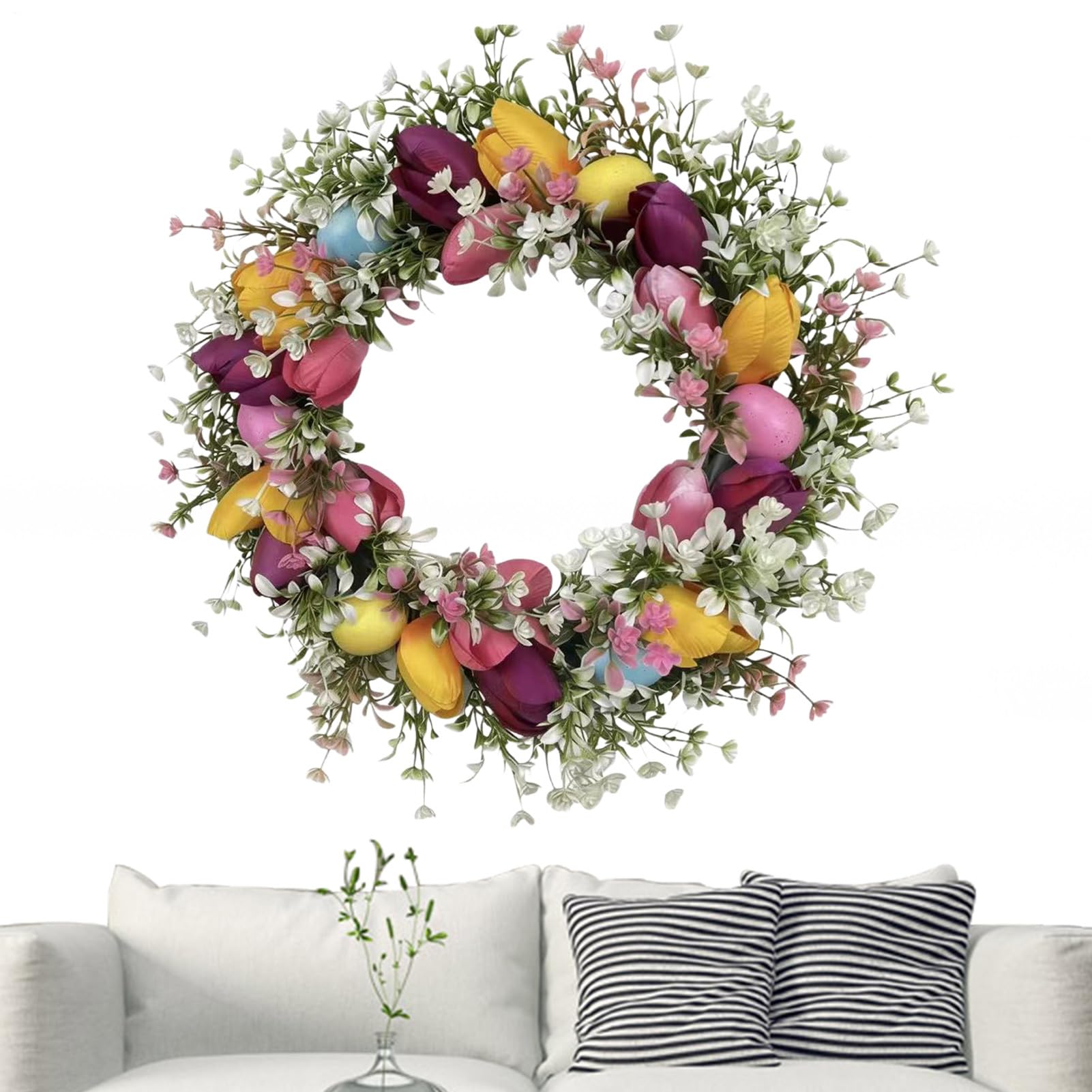 Couronne de printemps fleurie pour sublimer votre centre de table et porte de Pâques