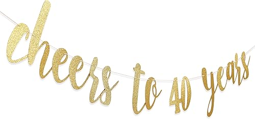 Miniatura 5 de Cartel de "Cheers To 40 Years", decoración de cumpleaños número 40, pancarta de fiesta de 40 aniversario