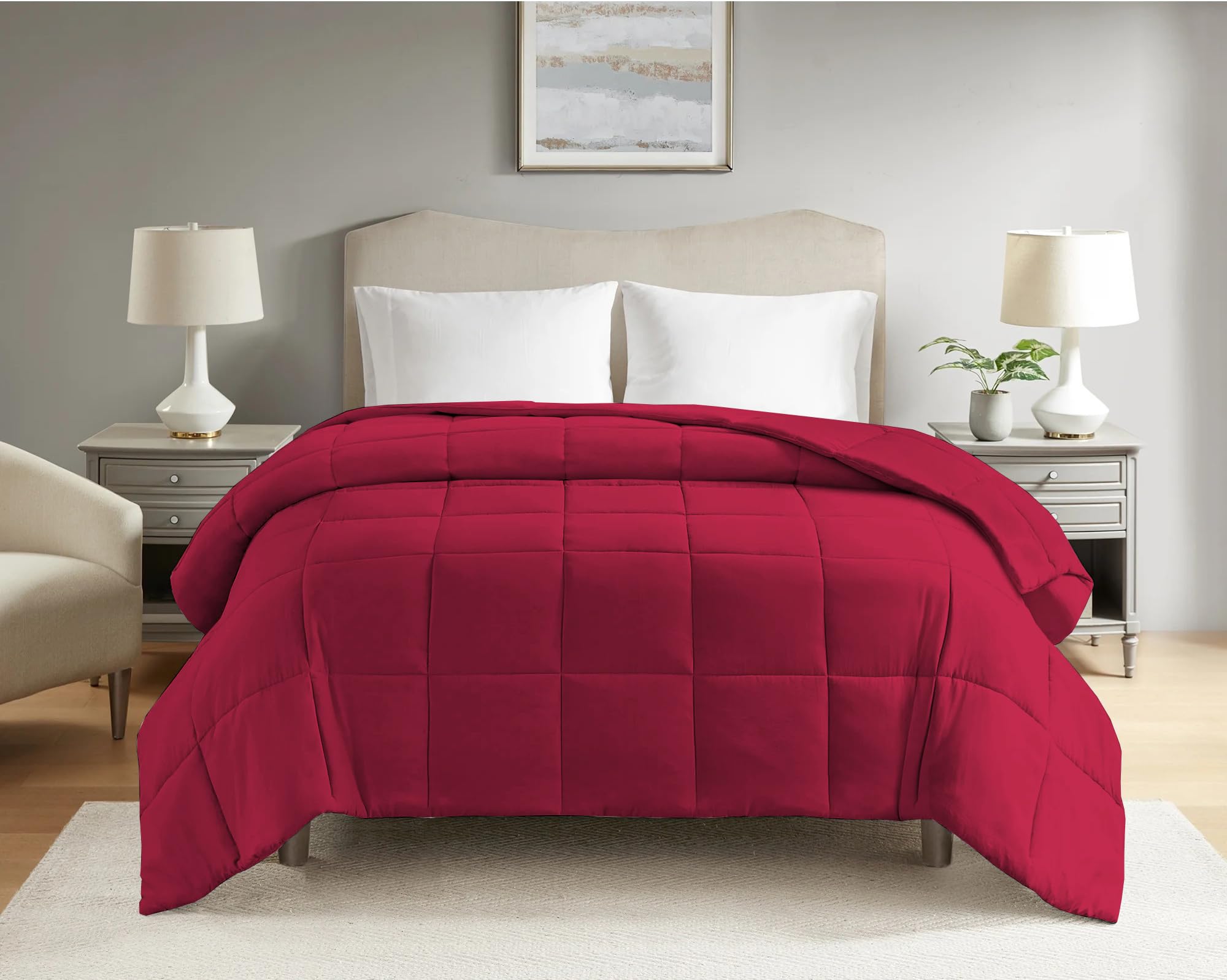 Comforter Double Bed All Season 200 GSM Blanket | Duvet | Quilt Lightweight Soft & Smooth Microfiber (90" X 100" Inches) - Double Bed Bed Size Burgundy Color-image-47