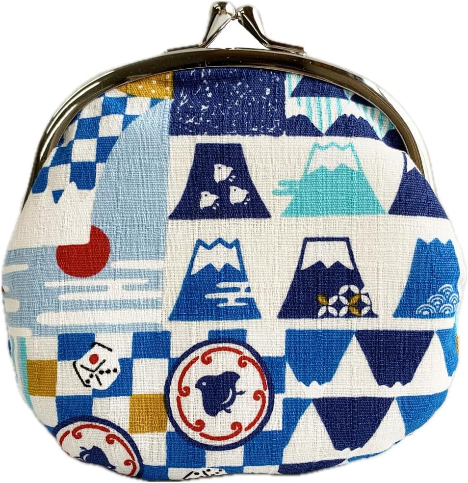 京佑(Kyoyu) Keisuu Coin Purse Purse Made in Japan Mt. Fuji Cotton Pouch 11 x 11.5 cm 3.3 inch Coin Purse Wallet Japanese Goods Mt. Fuji, blue (pale), 055000200