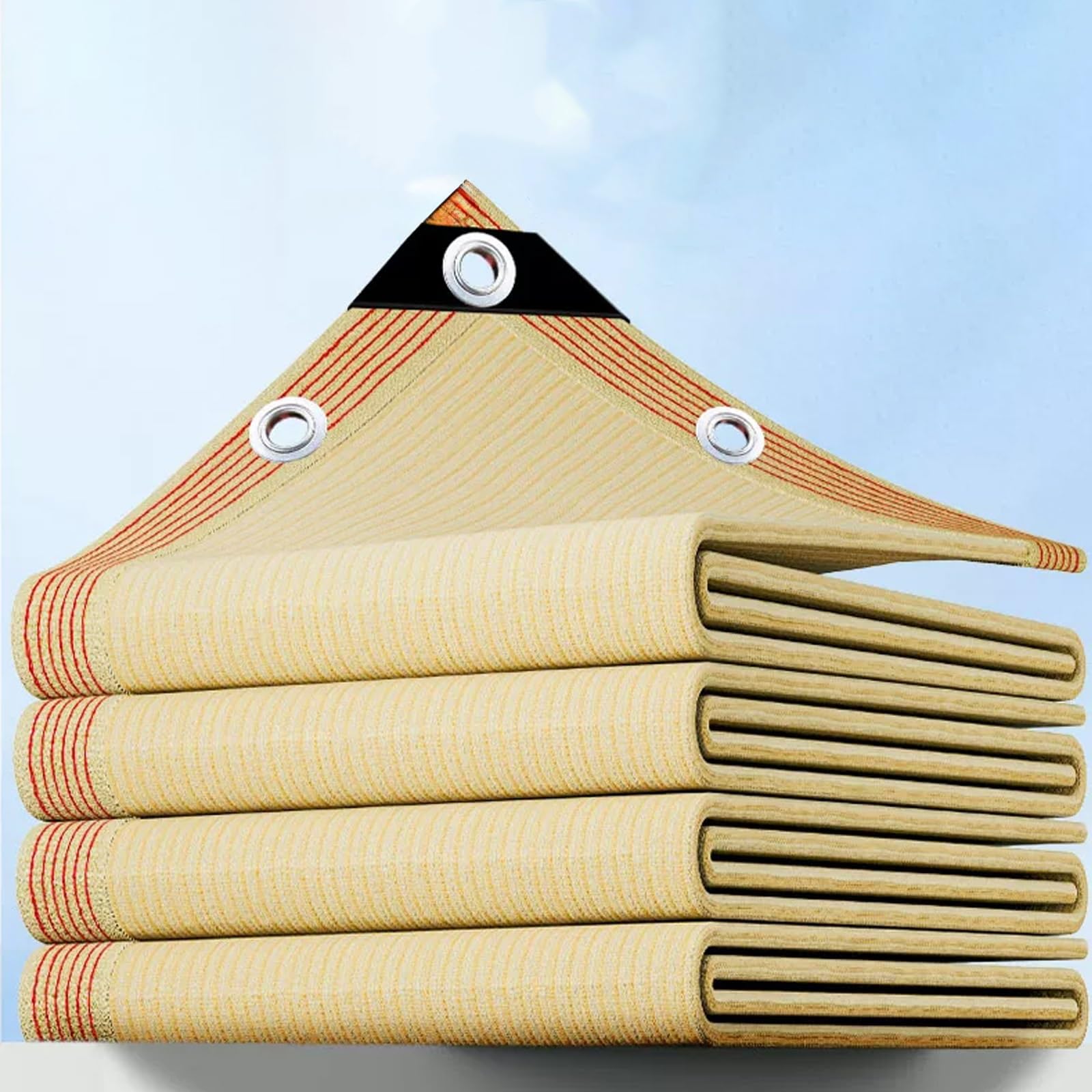 Filet d'ombrage beige 7x8m anti UV résistant pour stopper la chaleur sous la pergola